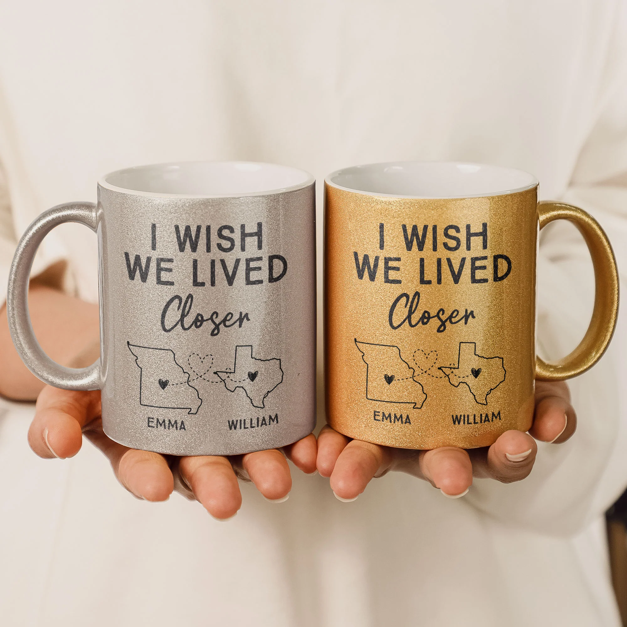 I Wish We Lived Closer - Personalized Glitter Coffee Mug - Image 2
