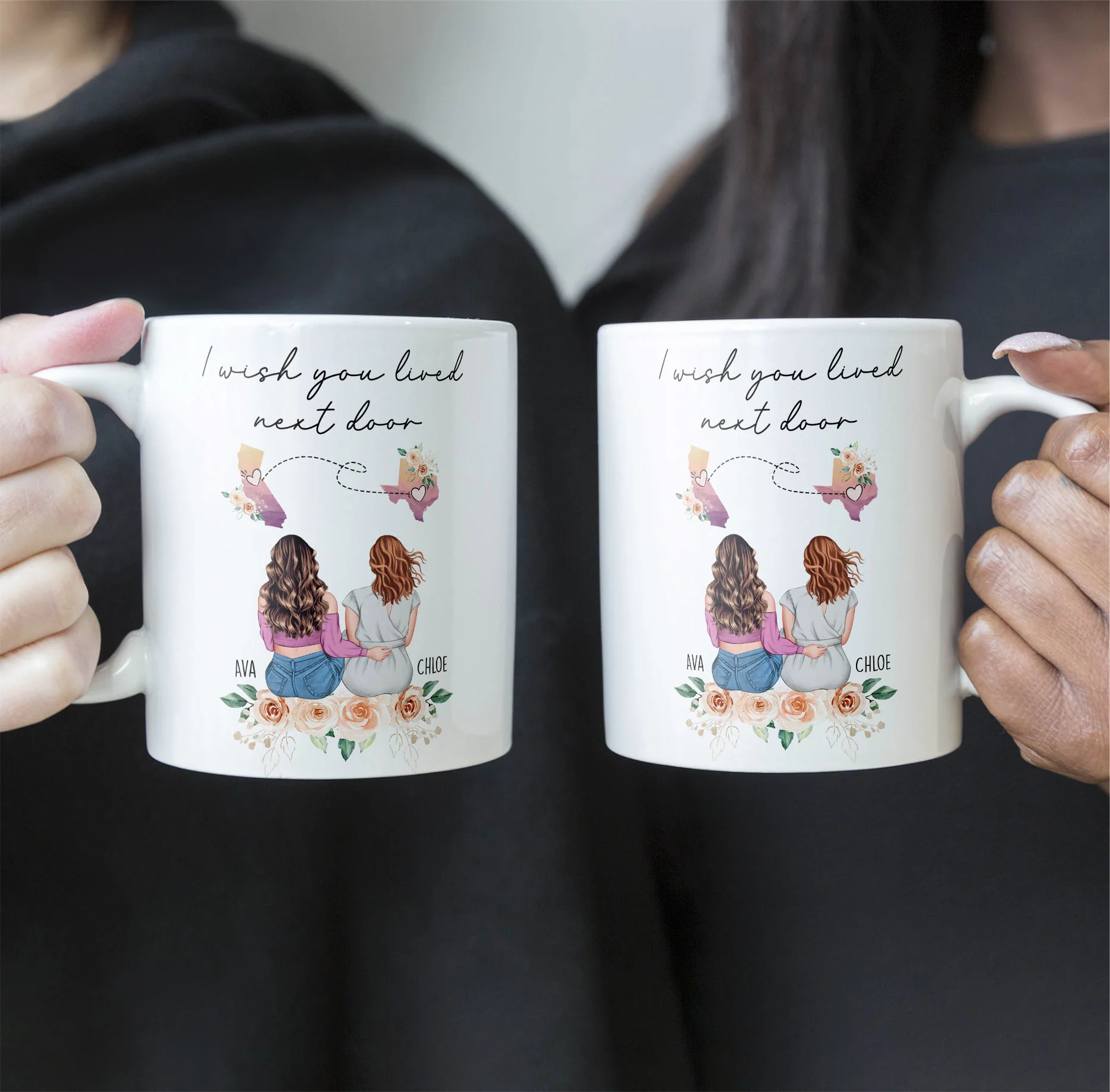 I Wish You Lived Next Door Friendship, Motherhood Gift - Personalized Mug - Image 4