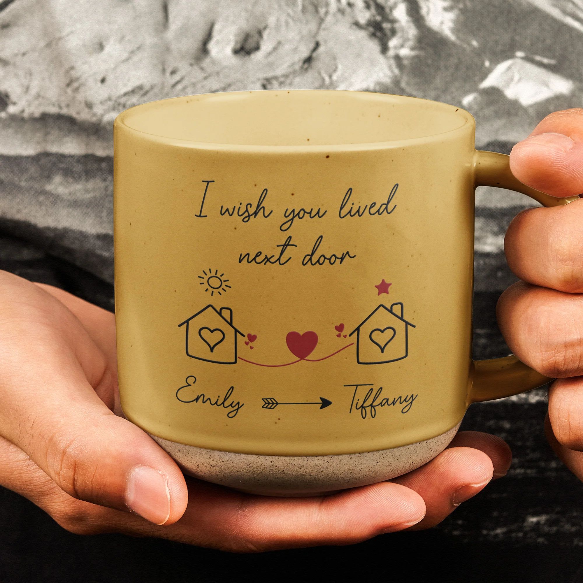 I Wish You Lived Next Door Friendship Gift - Personalized Pottery Mug - Gift For Friend - Image 2