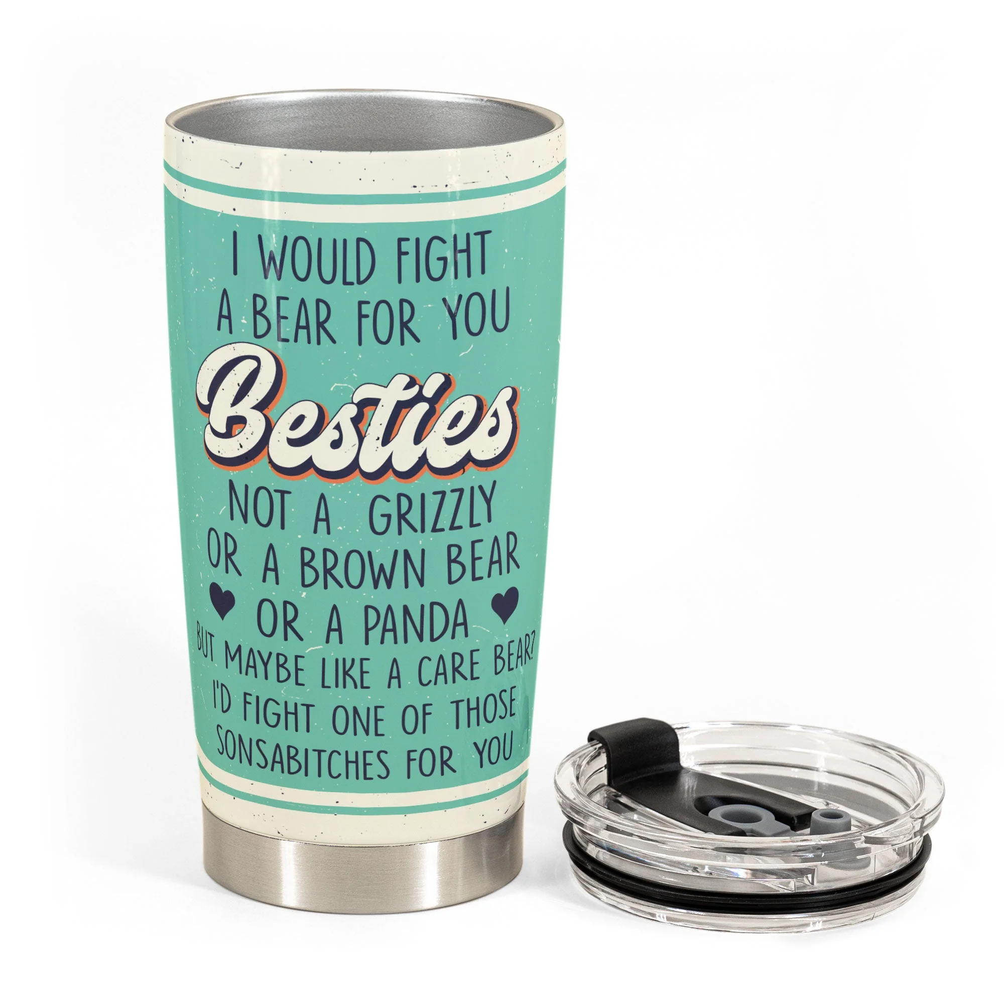 I Would Fight A Bear For You Besties - Personalized Tumbler Cup - Image 3