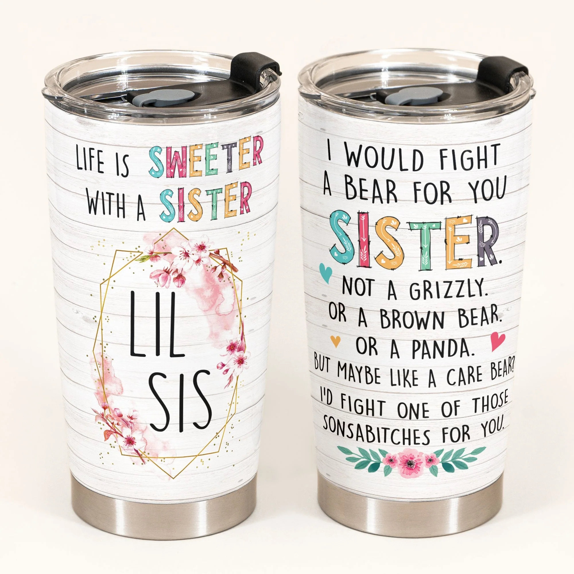 I Would Fight A Bear For You Big Sis - Personalized Tumbler Cup - Birthday Gift For Sister, Sista - Image 2