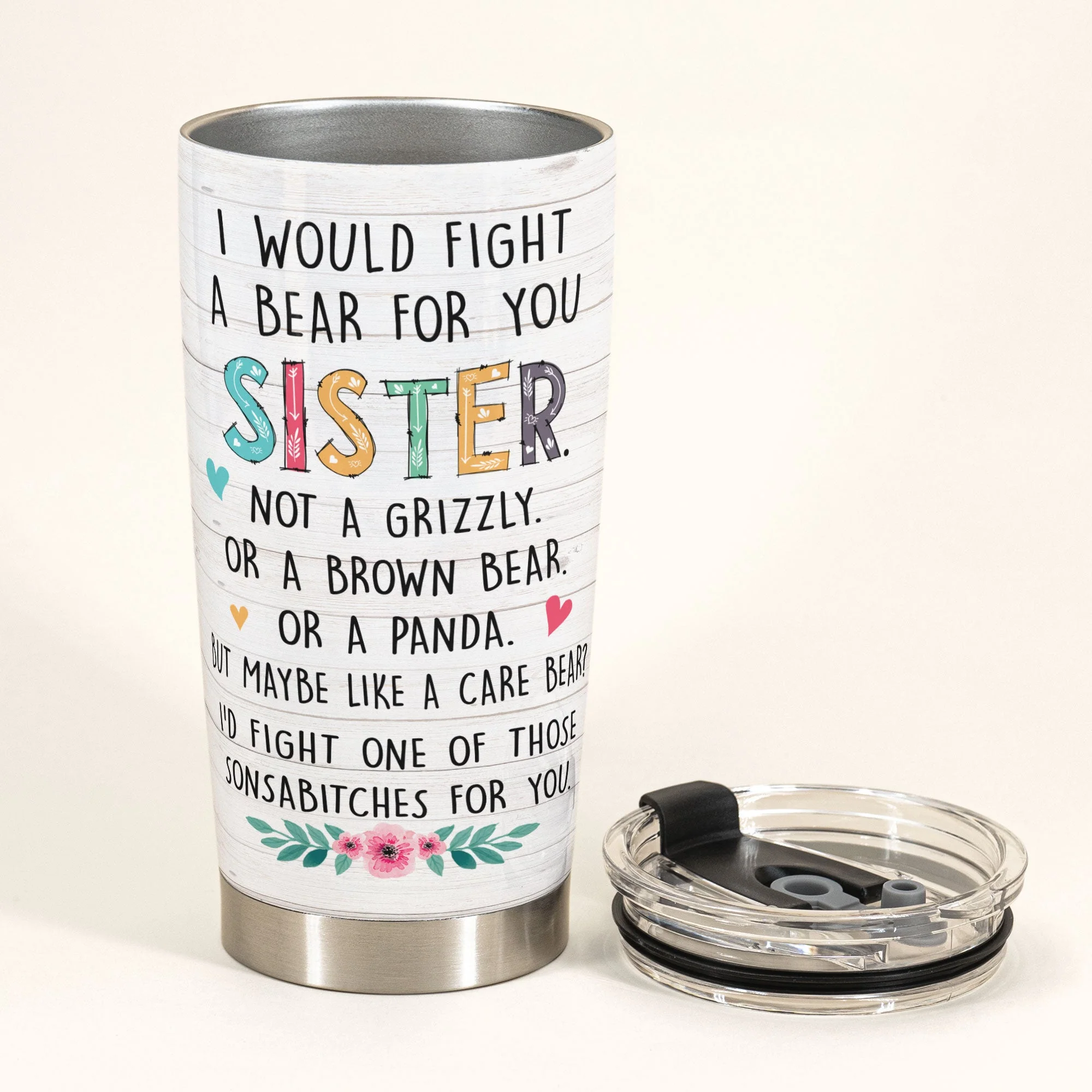 I Would Fight A Bear For You Big Sis - Personalized Tumbler Cup - Birthday Gift For Sister, Sista - Image 3