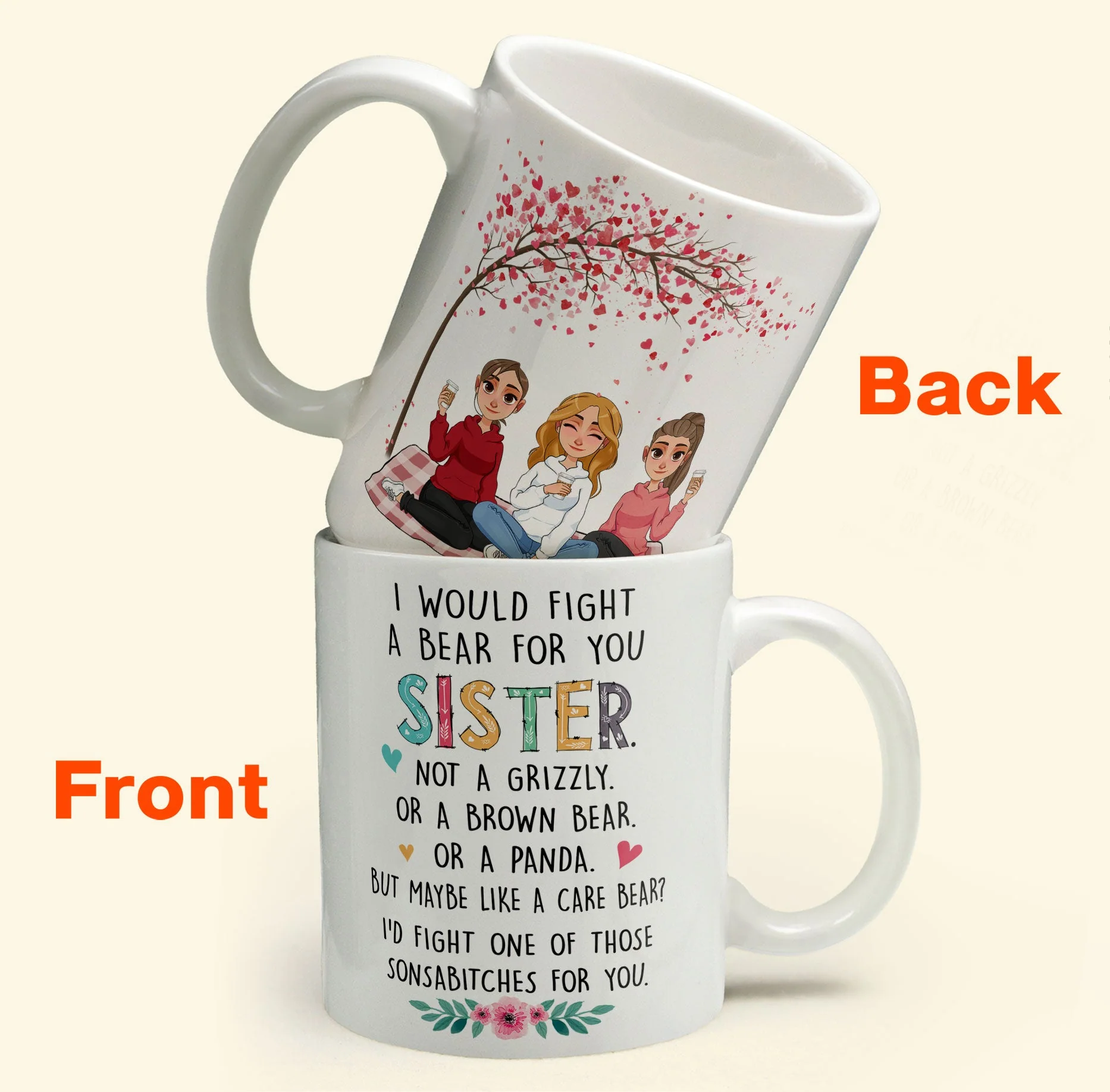 I Would Fight A Bear For You Sister - Personalized Mug - Image 2
