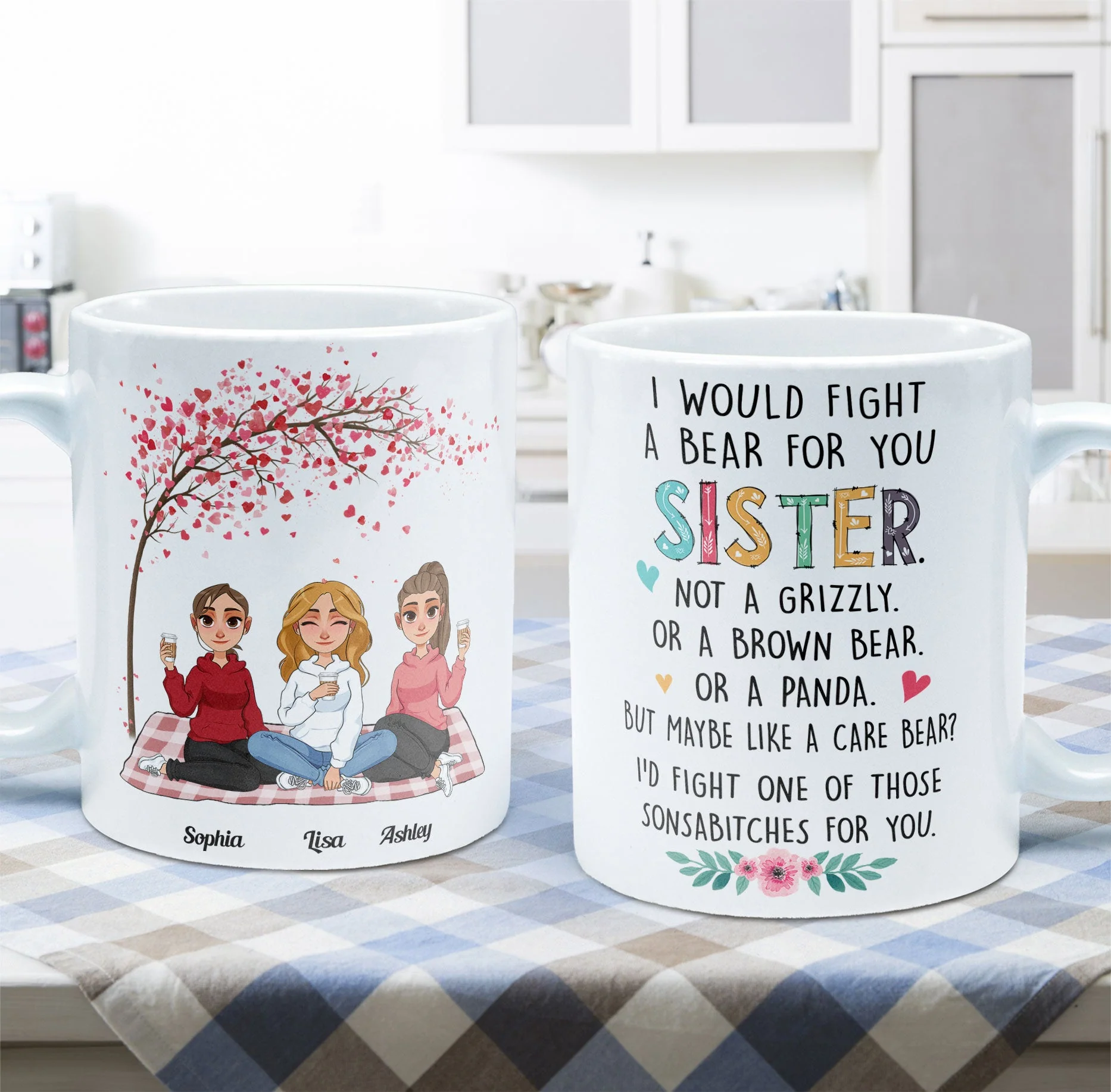 I Would Fight A Bear For You Sister - Personalized Mug - Image 5