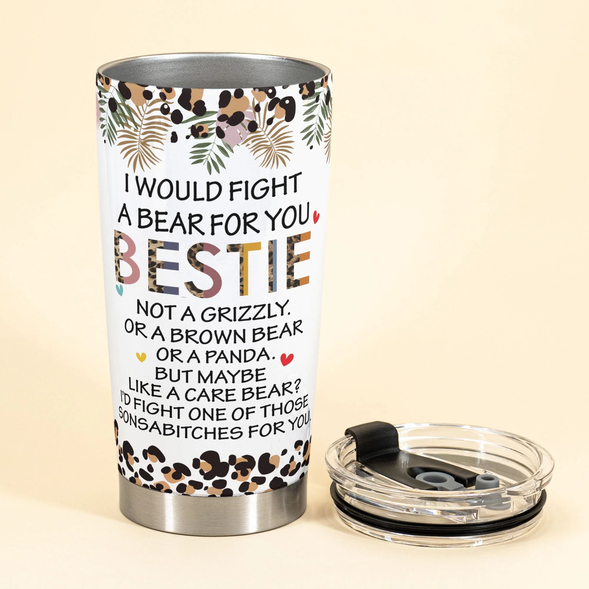I Would Fight A Bear - Personalized Tumbler Cup - Funny Birthday Gift For Besties, Best Friends, BFF - Image 3