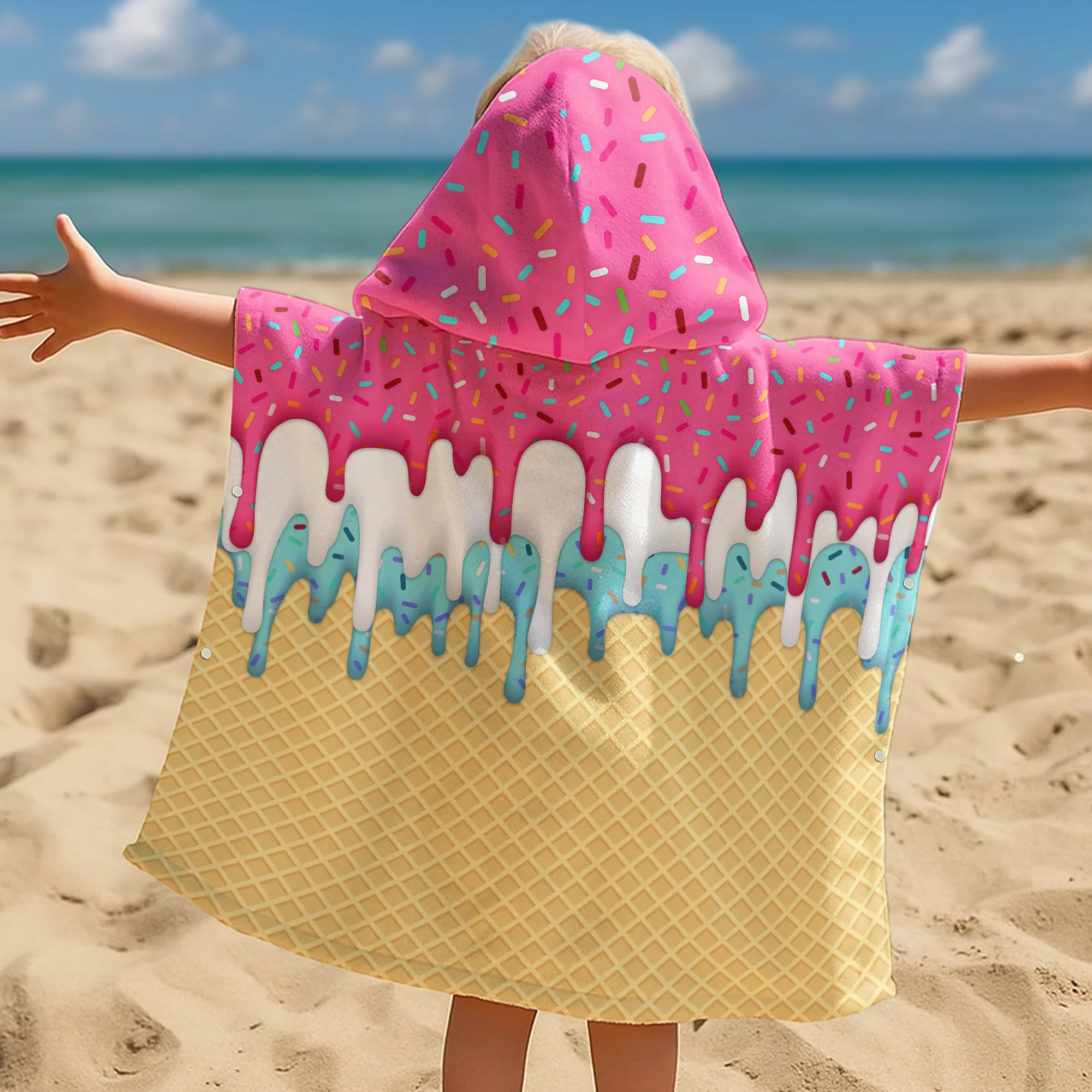 Ice Cream Drip Baseball Summer - Personalized Beach Towel - Image 4
