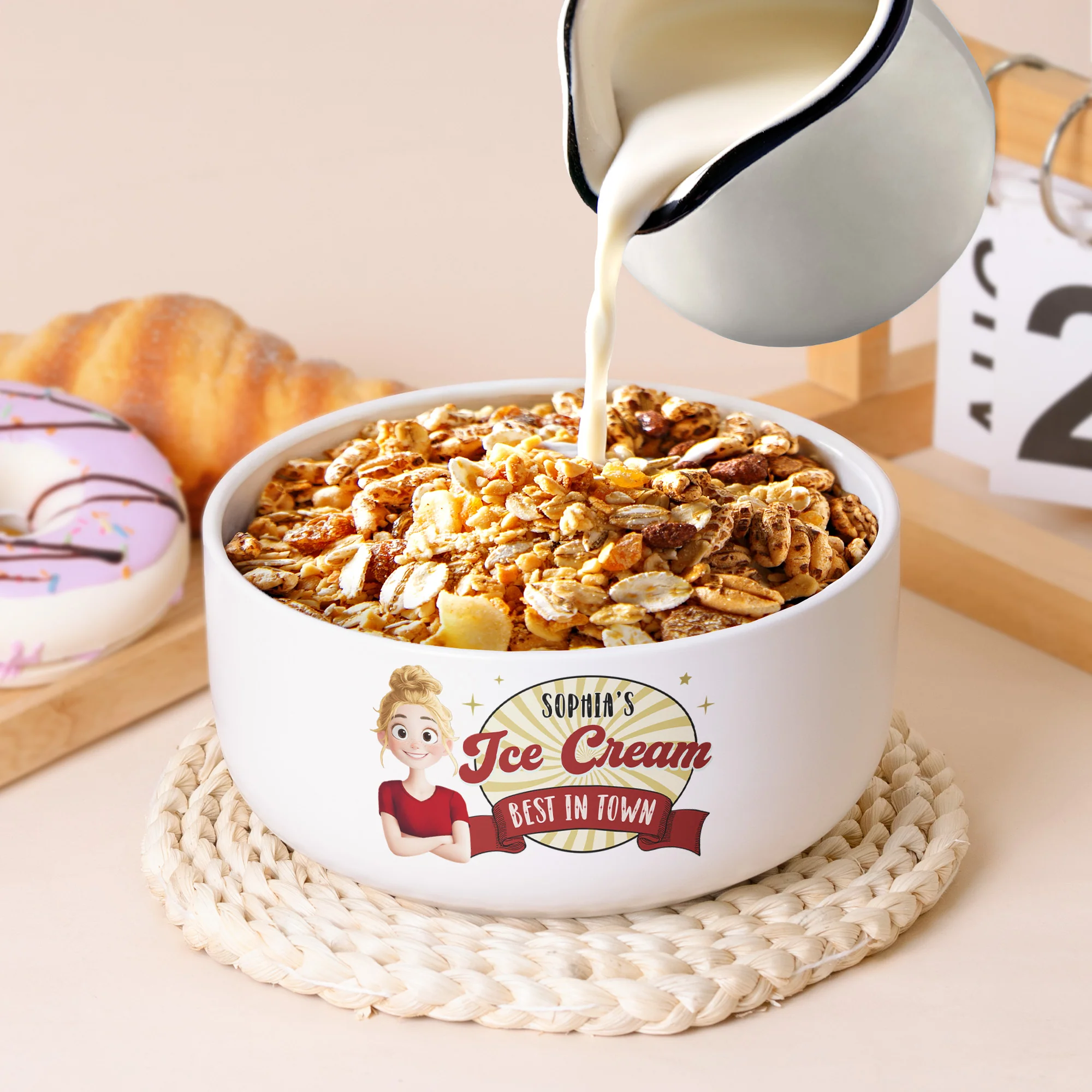 Ice Cream Popcorn Snack - Personalized Ceramic Bowl - Image 2
