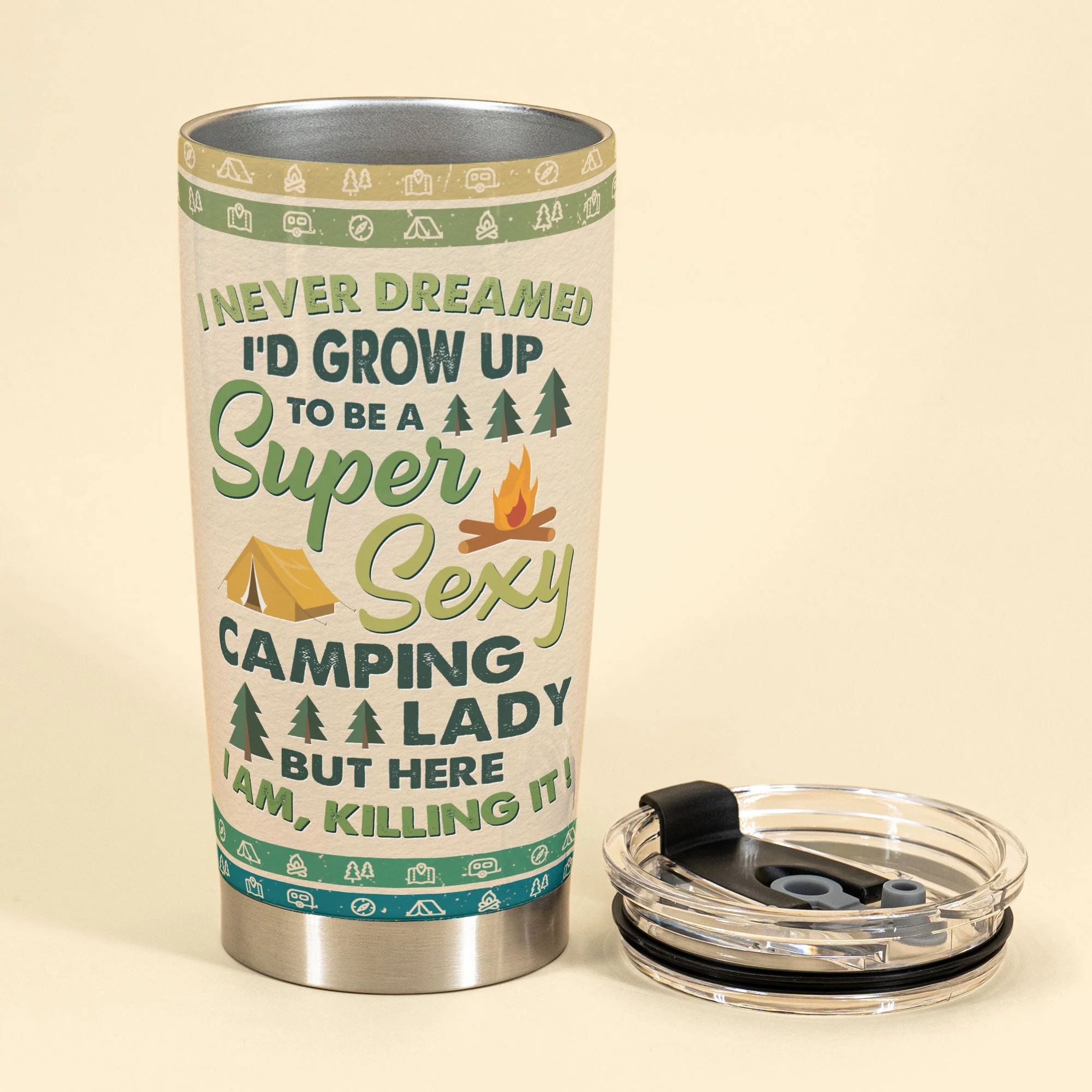I'd Grow Up To Be A Super Sexy Camping Lady - Personalized Tumbler Cup - Birthday Gift For Camping Lover, Camper - Image 3