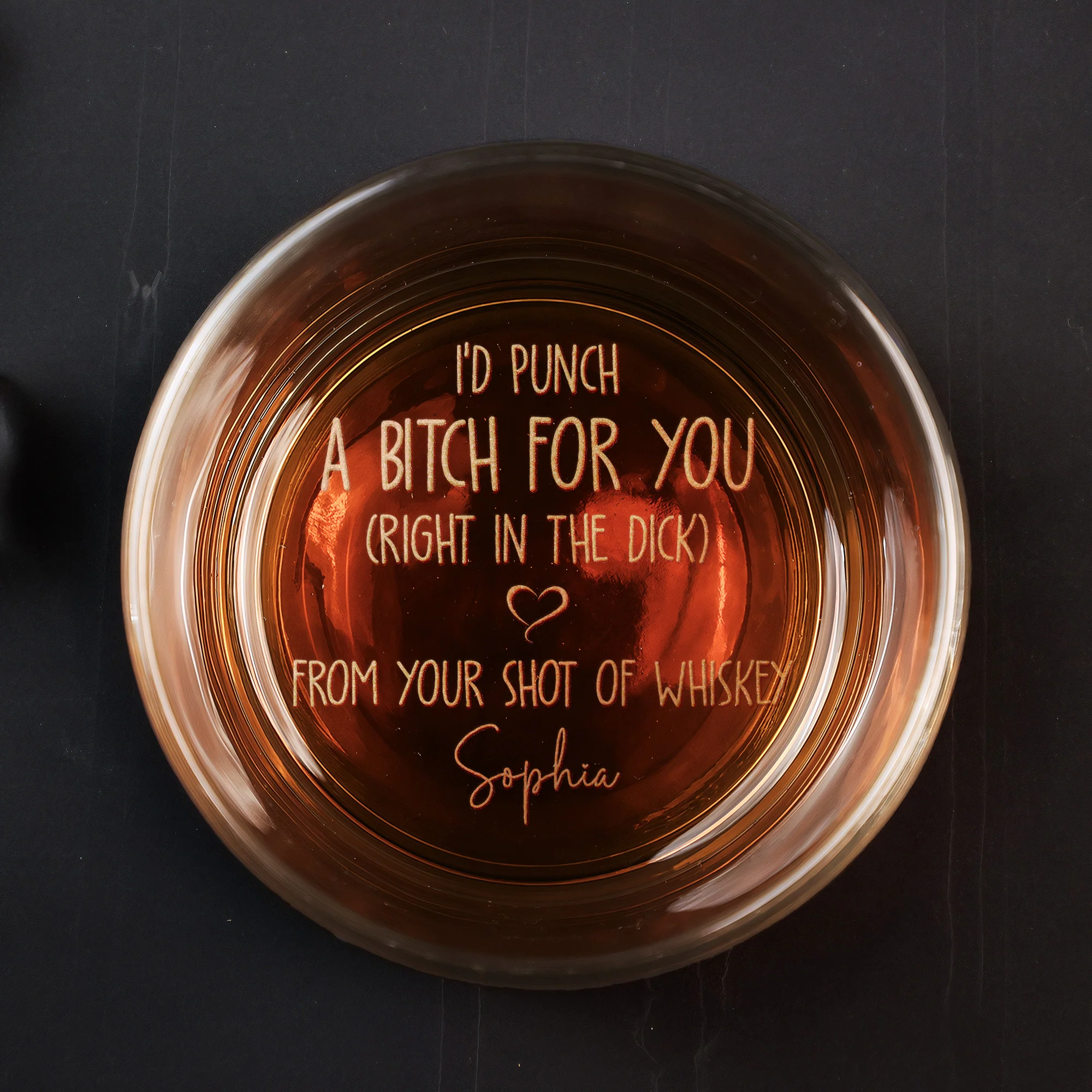 I'd Punch A B*tch For You Funny Gift For Him - Personalized Engraved Whiskey Glass - Image 2