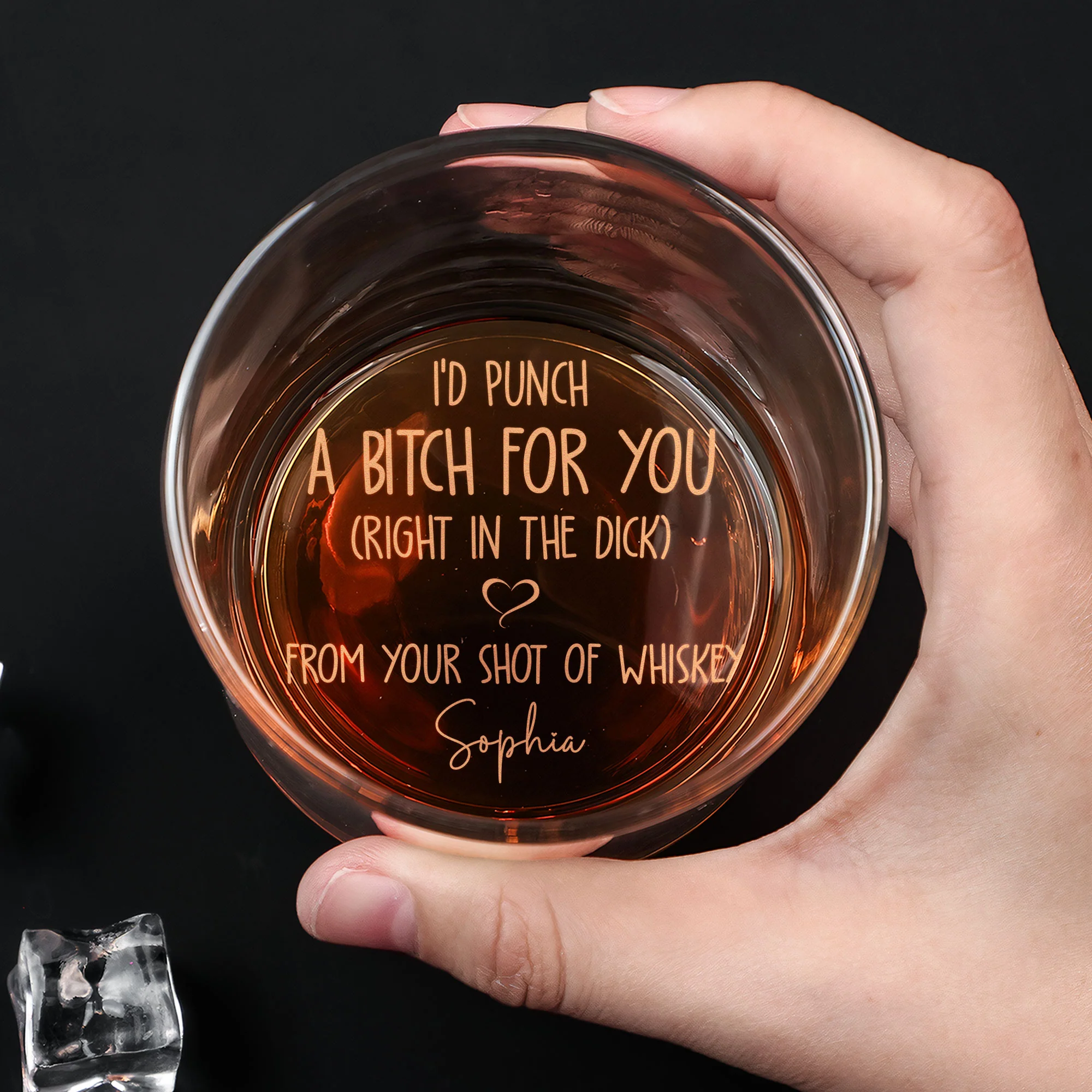 I'd Punch A B*tch For You Funny Gift For Him - Personalized Engraved Whiskey Glass - Image 4