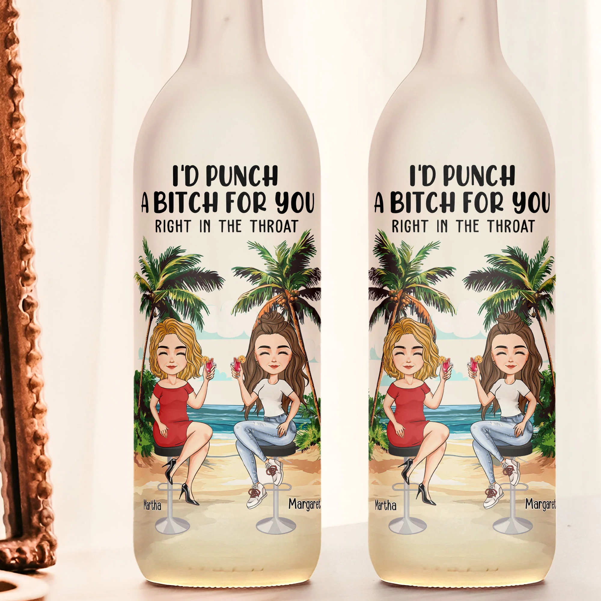 I'd Punch A B*tch For You Right In The Throat - Personalized Bottle Lamp - Image 2