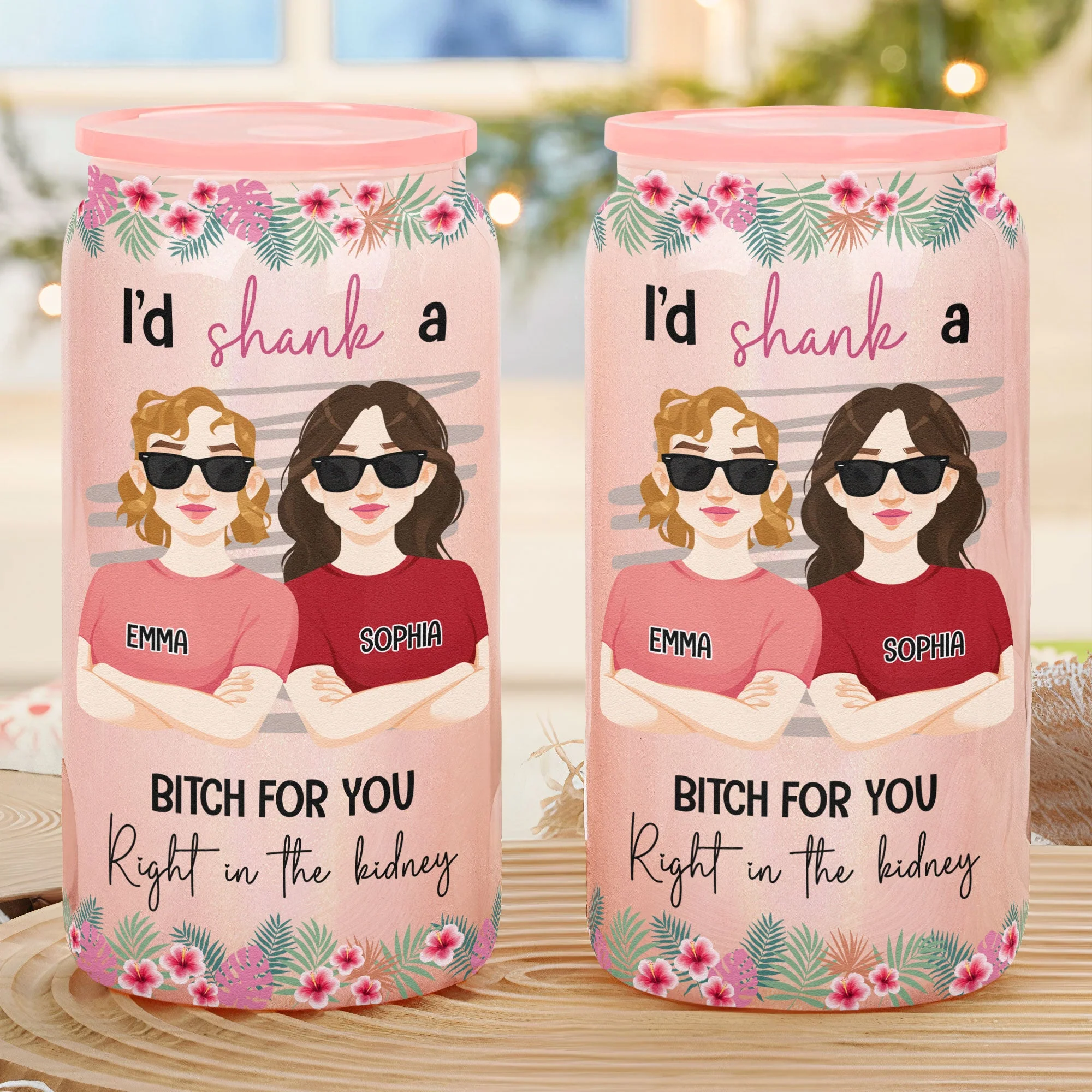 I'd Shank A B-tch For You - Personalized Shimmer Glass Can - Image 2