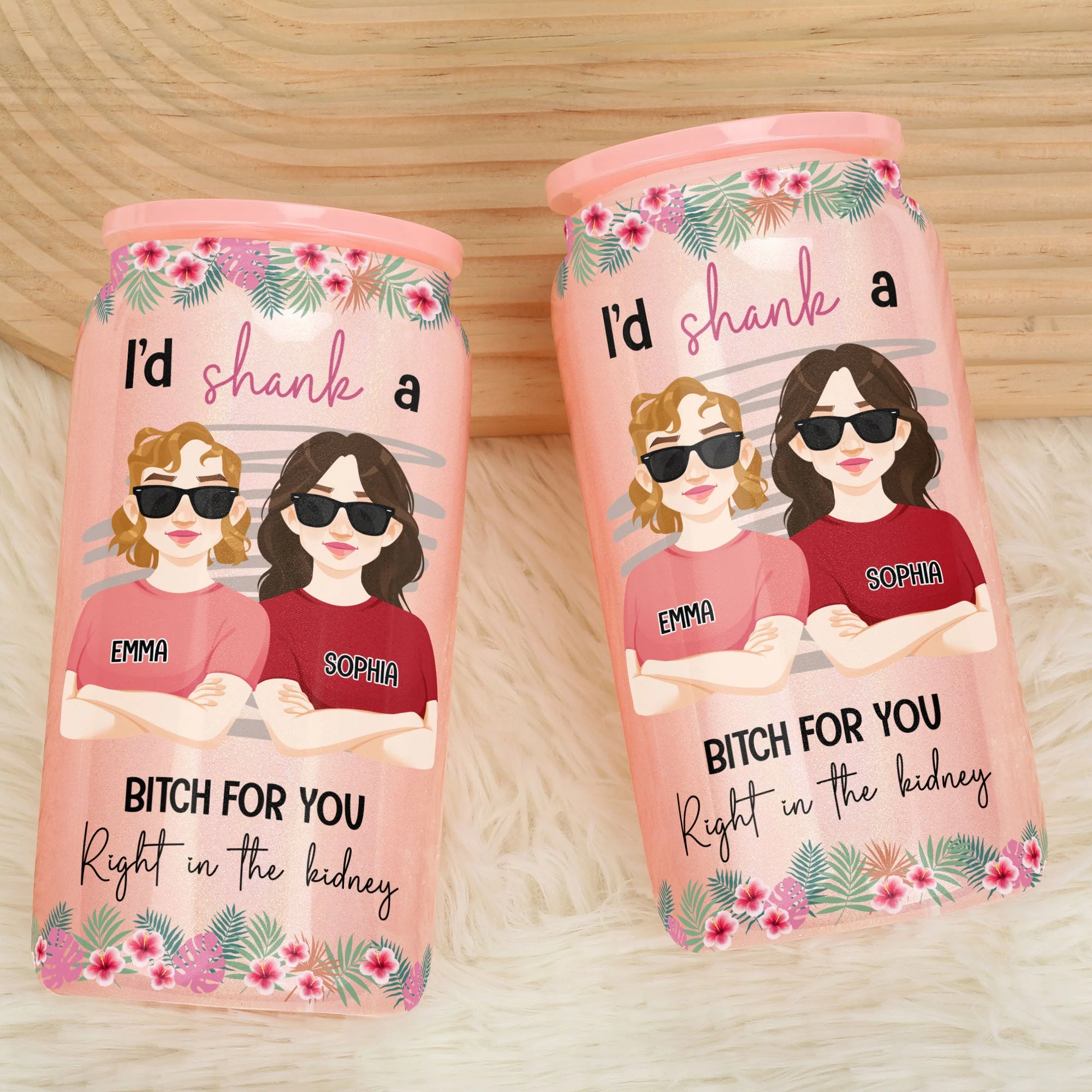 I'd Shank A B-tch For You - Personalized Shimmer Glass Can - Image 4