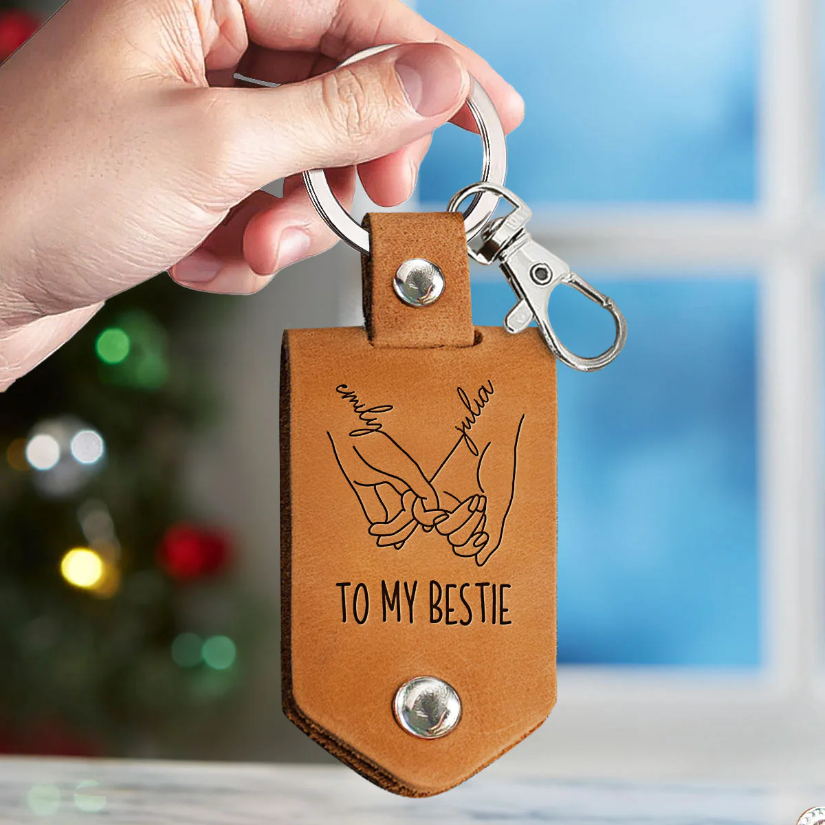 I'd Shank A Bitch For You, Right In The Kidney Friendship - Personalized Leather Photo Keychain - Image 4