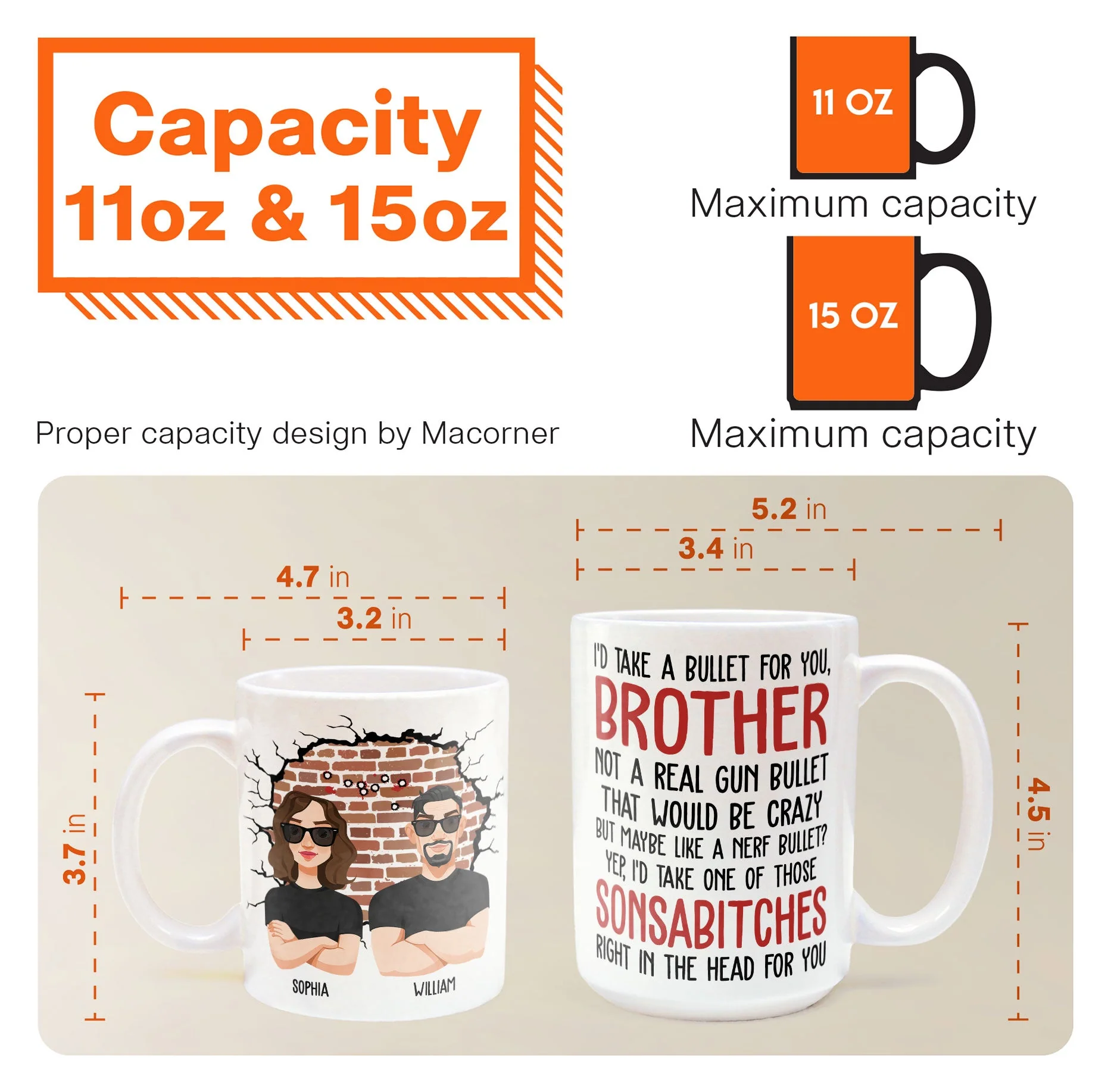 I'd Take A Bullet For You, Brother - Personalized Mug - Image 6