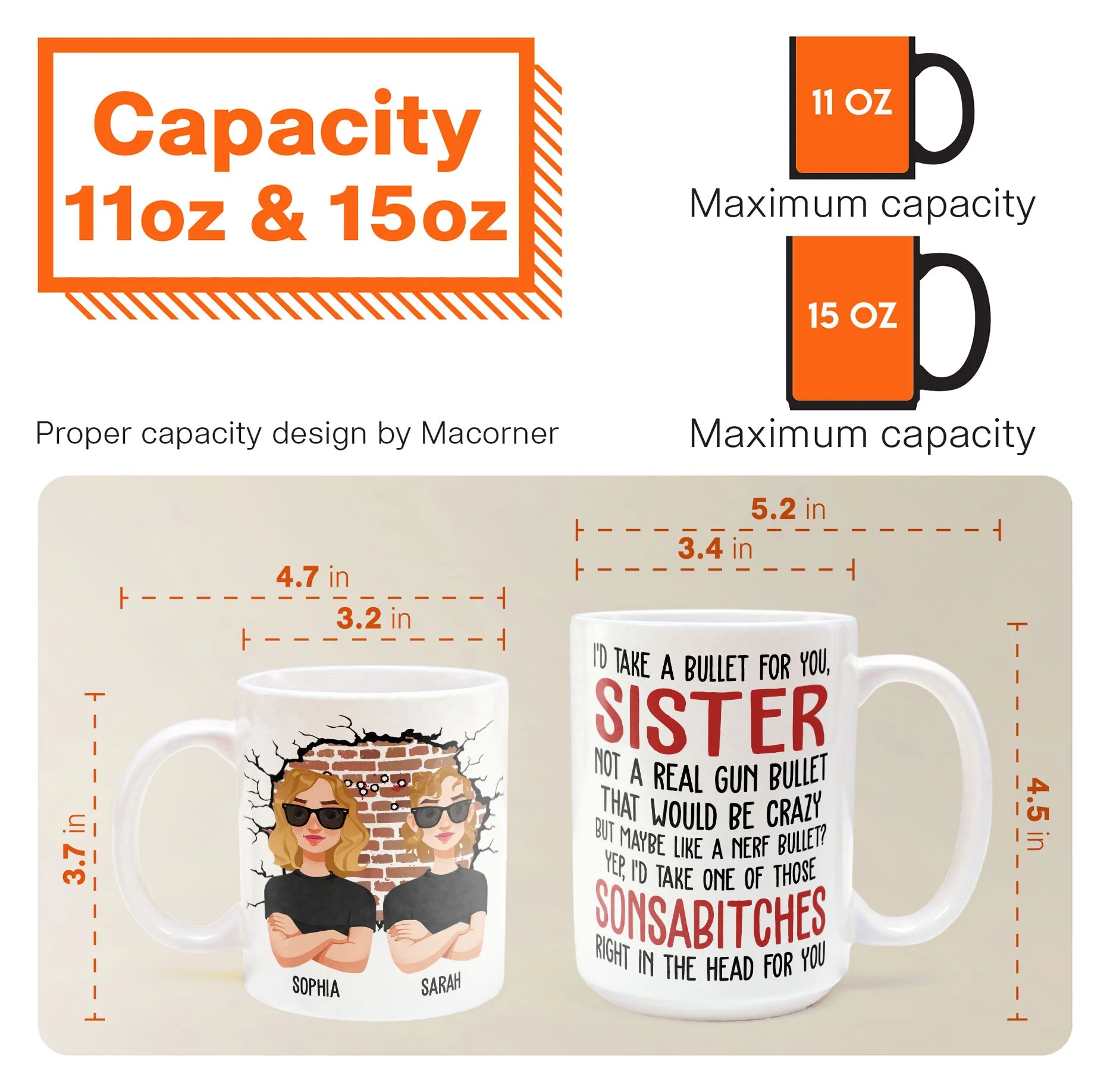 I'd Take A Bullet For You, Sister - Personalized Mug - Image 6