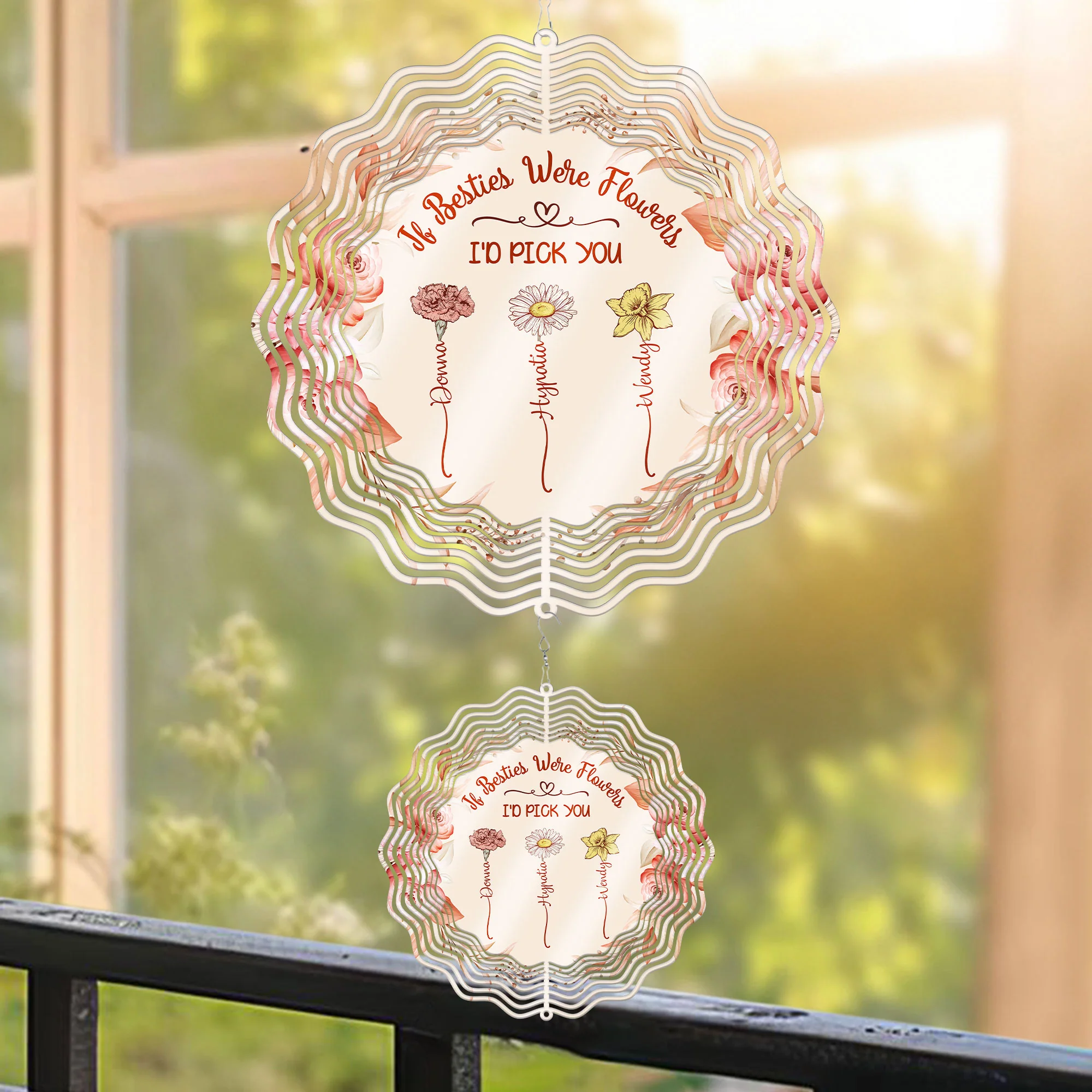 If Besties Were Flowers I'd Pick You - Custom Birth Flowers - Personalized Wind Spinner - Image 3