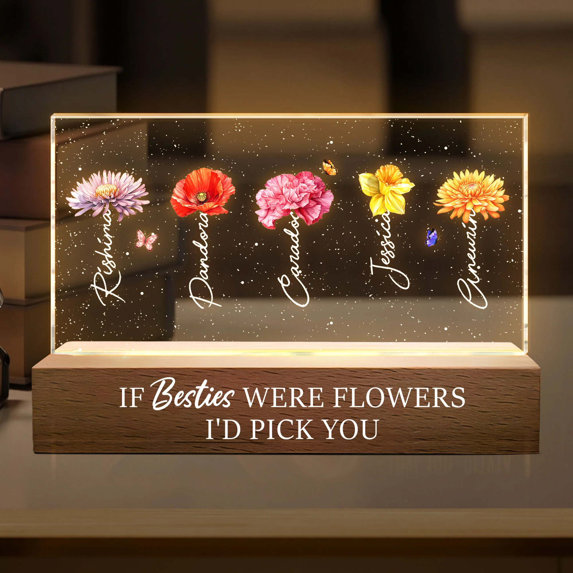 If Besties Were Flowers I'd Pick You Friendship - Personalized LED Night Light - Image 2