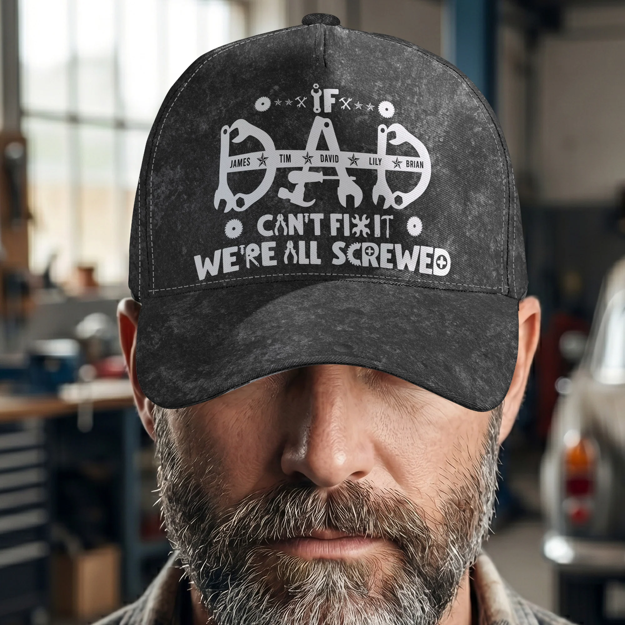 If Dad, Papa Can't Fix It We're All Screwed - Personalized Cap - Image 4
