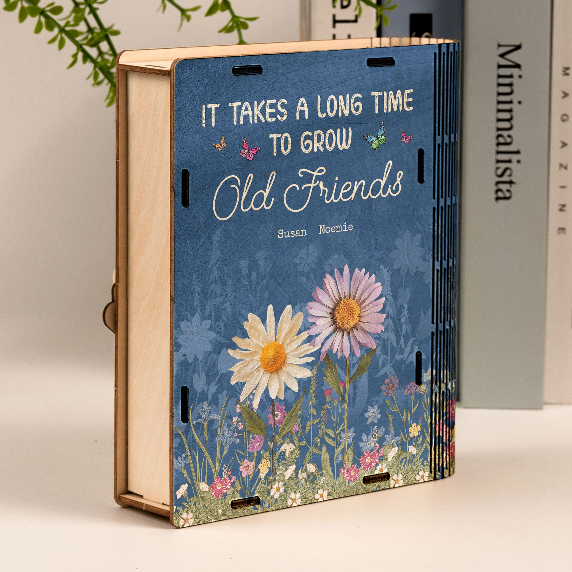 If Friends Were Flowers I'd Pick You - Personalized Wooden Book Box - Image 6