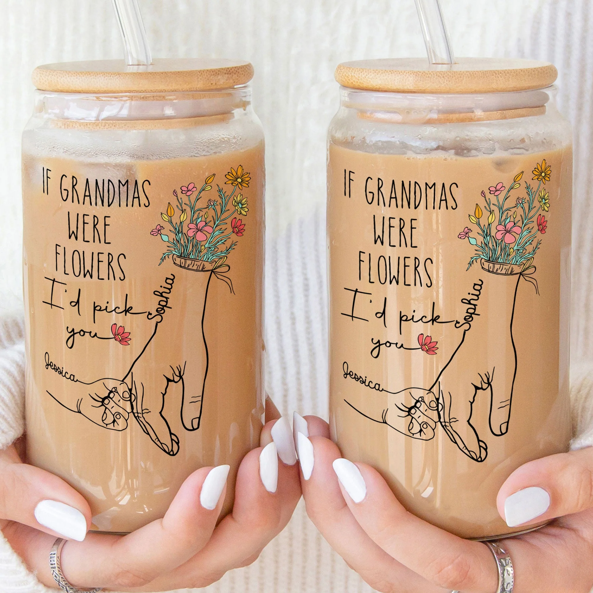 If Grandmas Were Flowers - Personalized Clear Glass Cup - Image 2