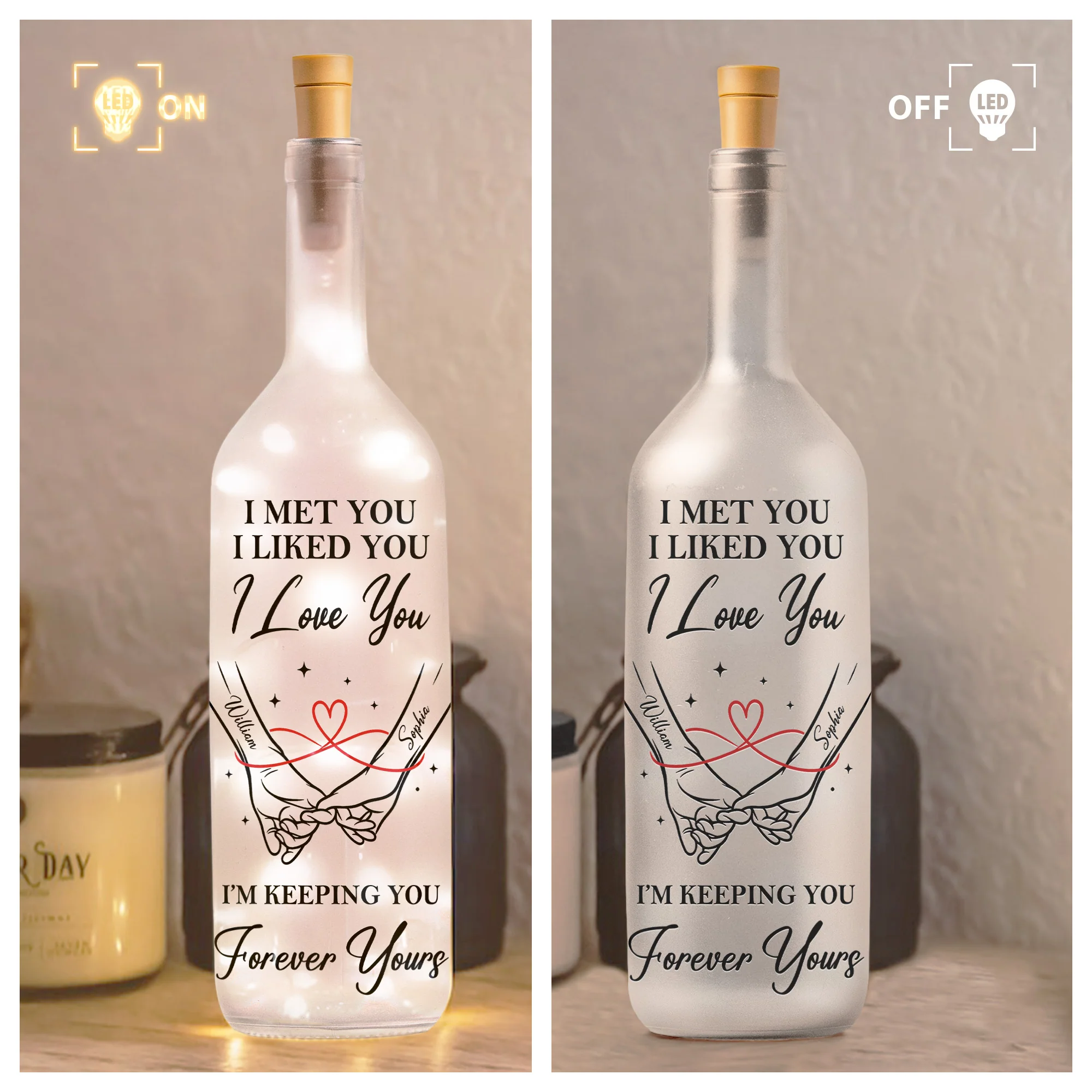 If I Had My Life To Live Over Again I’d Find You Sooner And Love You Longer - Personalized Bottle Lamp - Image 3