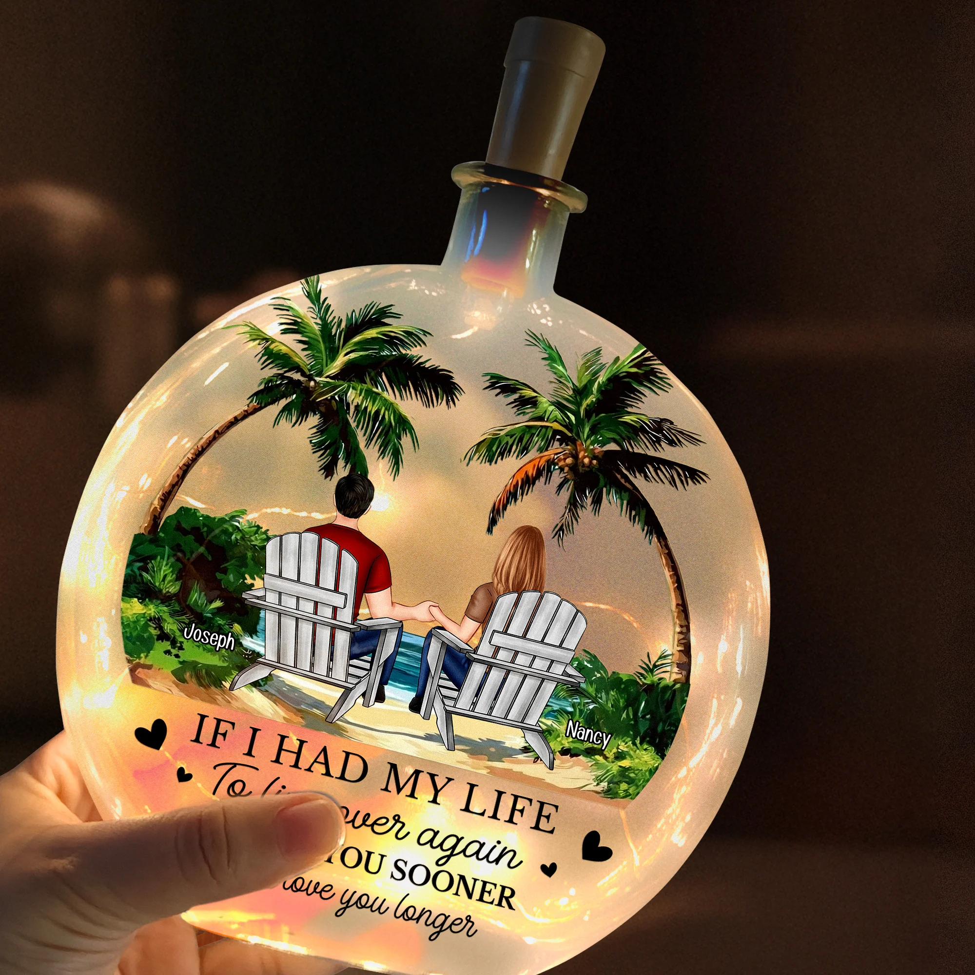 If I Had My Life To Live Over Again I’d Find You Sooner And Love You Longer - Personalized Night Light - Image 4