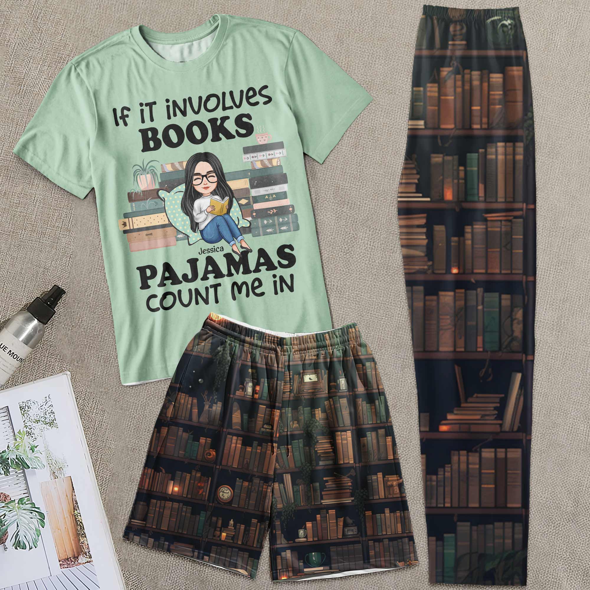 If Involving Book & Pajamas - Personalized Pajama Shorts Set - Image 3