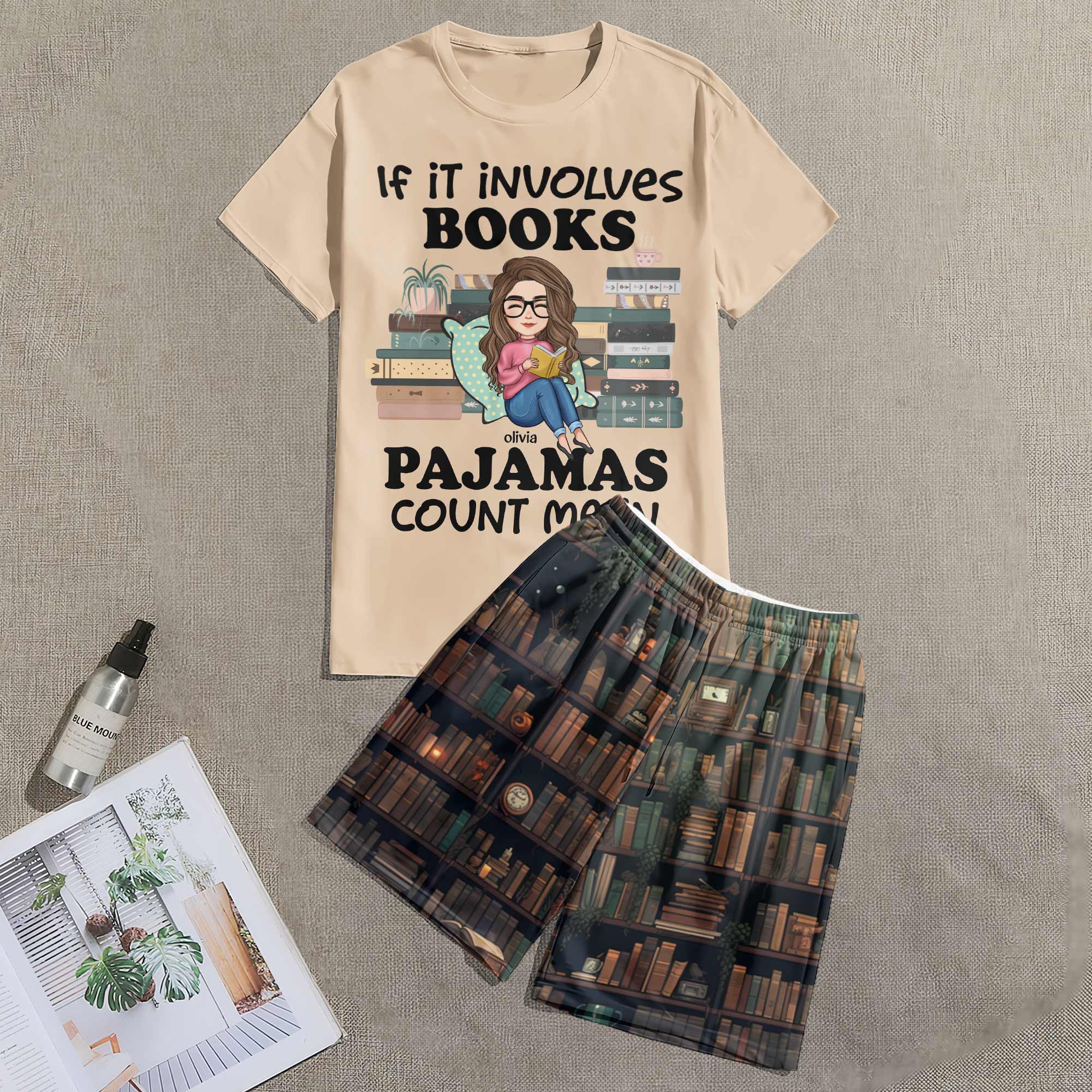 If Involving Book & Pajamas - Personalized Pajama Shorts Set - Image 5
