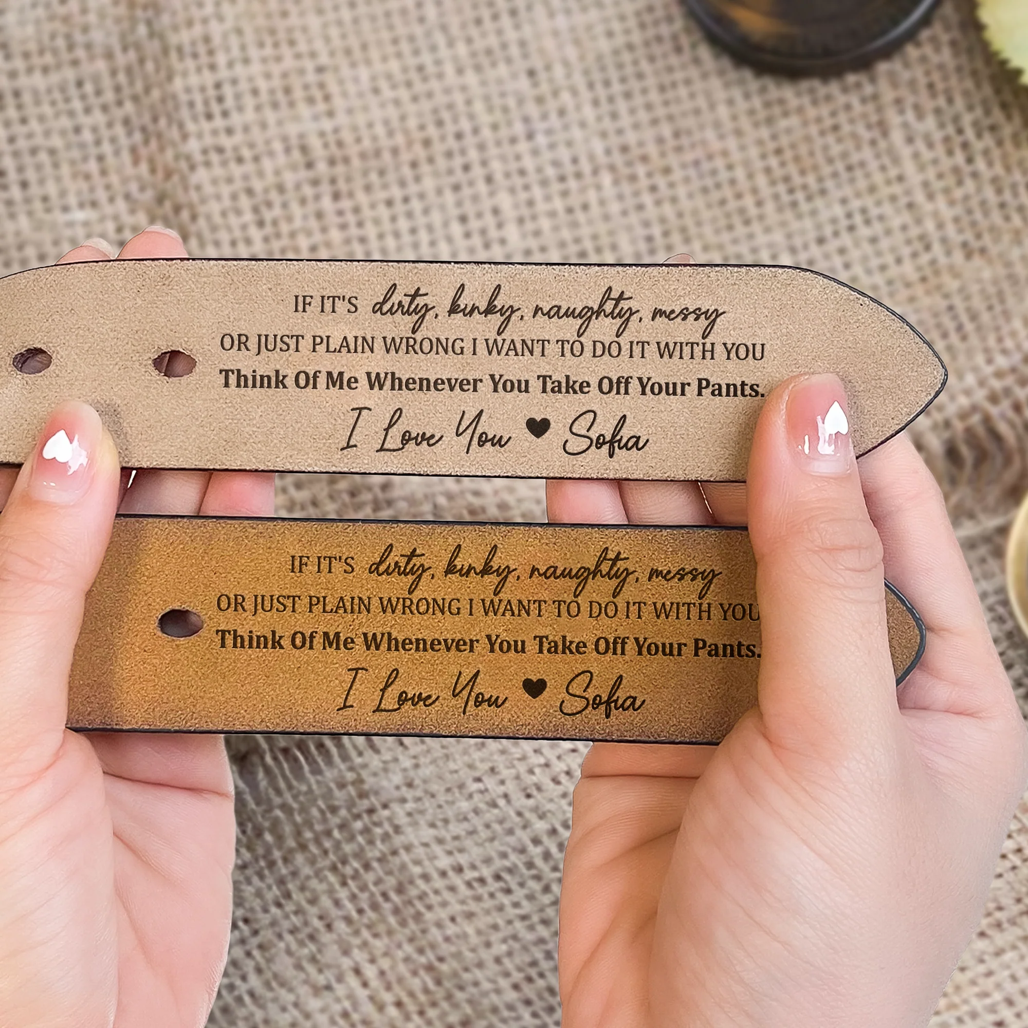 If It's Dirty, Kinky, Naughty, Messy - Personalized Engraved Leather Belt - Image 5