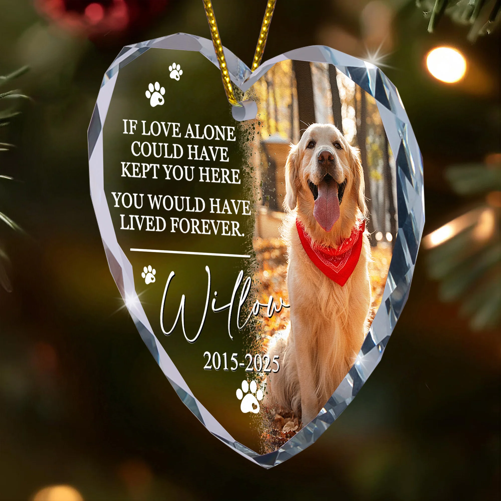 If Love Could Have Kept You Pet Loss - Personalized Heart Glass Photo Ornament - Image 7
