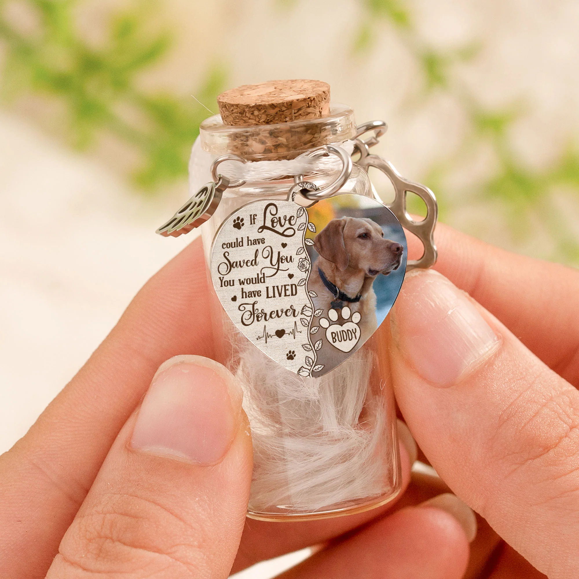 If Love Could Save You - Personalized Photo Pet Fur Memorial Jar - Image 2