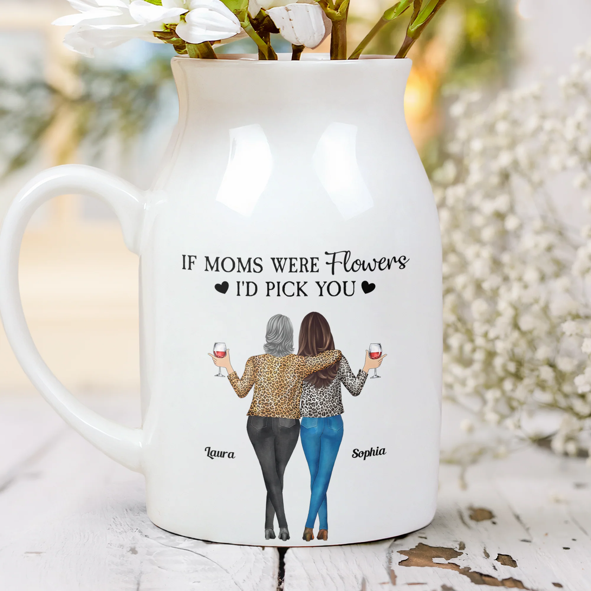 If Moms Were Flowers I'd Pick You - Personalized Ceramic Flower Vase - Image 2