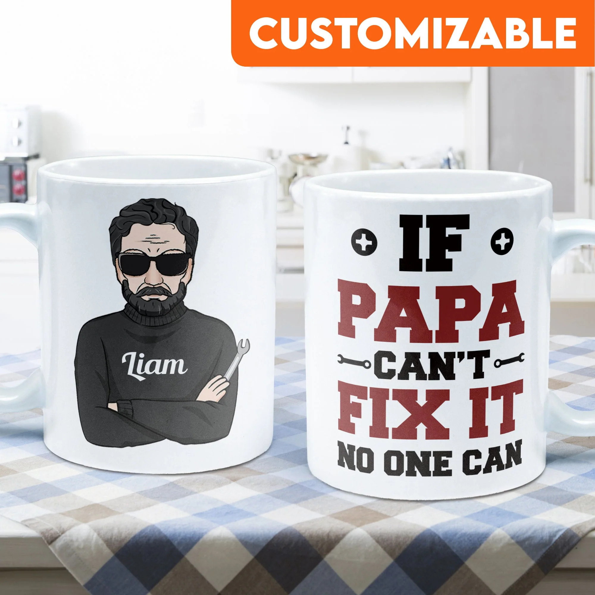 If Papa Can't Fix It No One Can - Personalized Mug - Christmas & Birthday Gift For Papa, Dad, Father, Daddy - Image 2