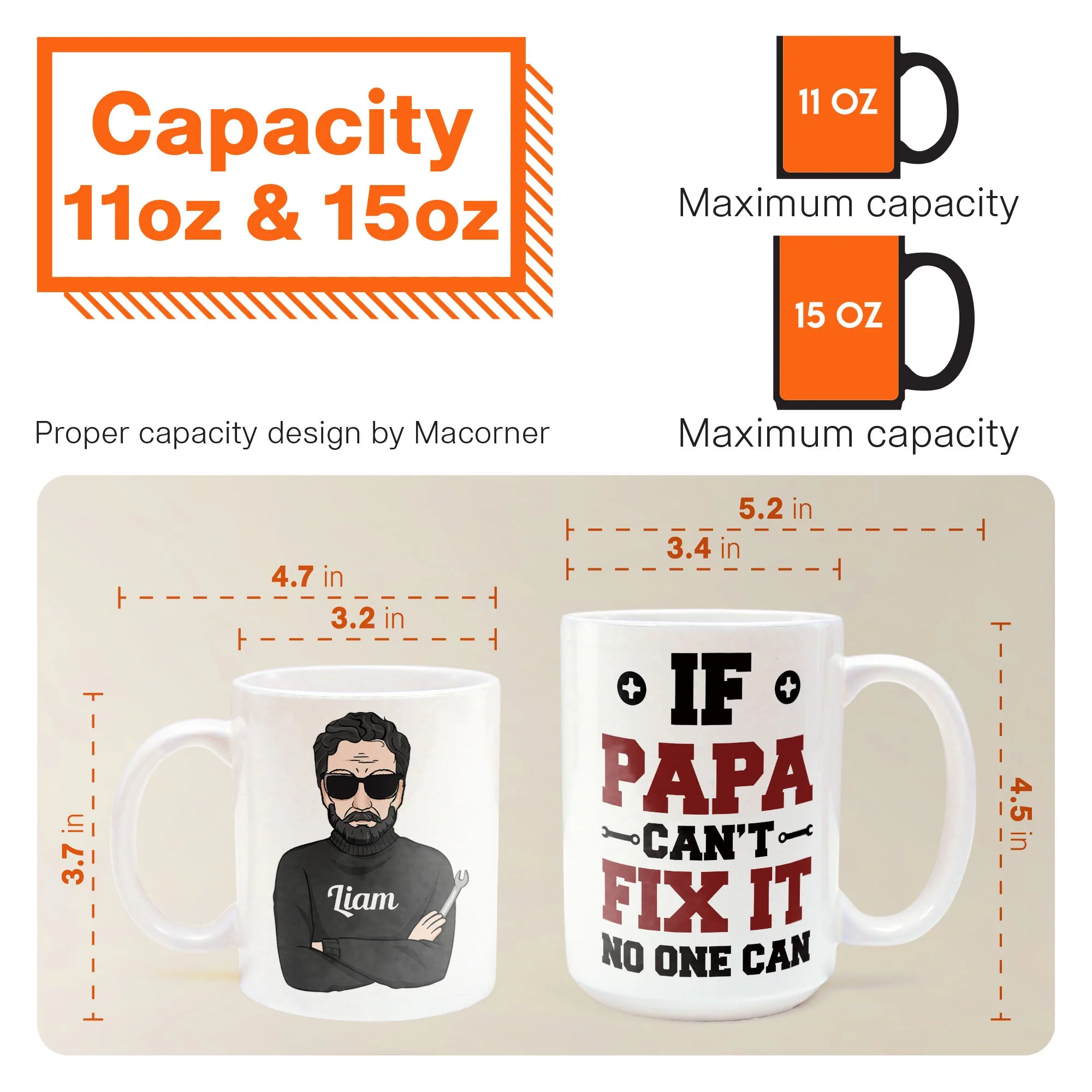 If Papa Can't Fix It No One Can - Personalized Mug - Christmas & Birthday Gift For Papa, Dad, Father, Daddy - Image 5