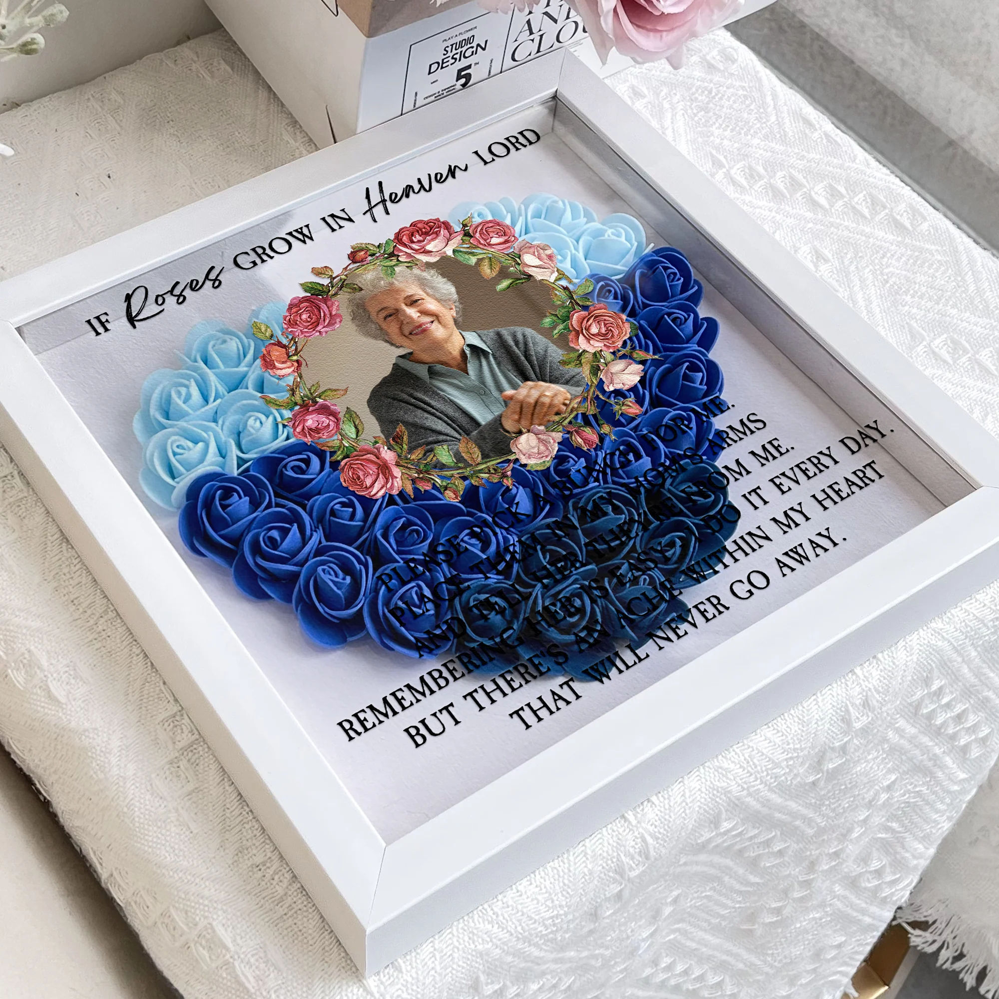 If Roses Grow In Heaven - Personalized Photo Flower Shadow Box - Image 4