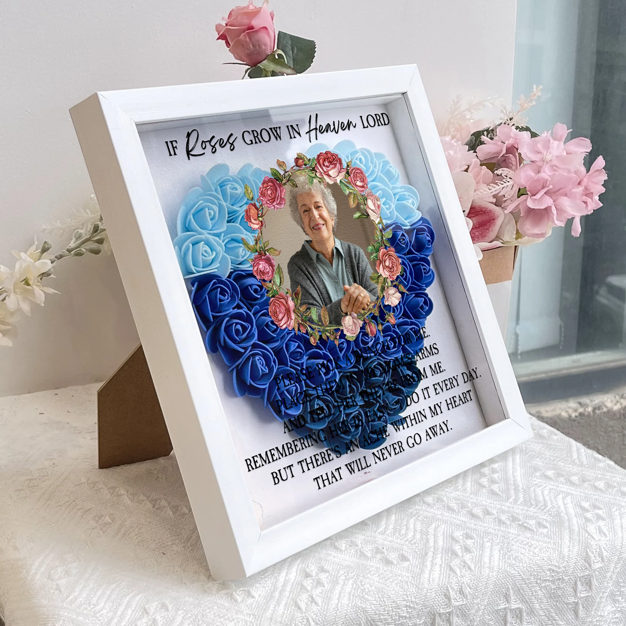 If Roses Grow In Heaven - Personalized Photo Flower Shadow Box - Image 5