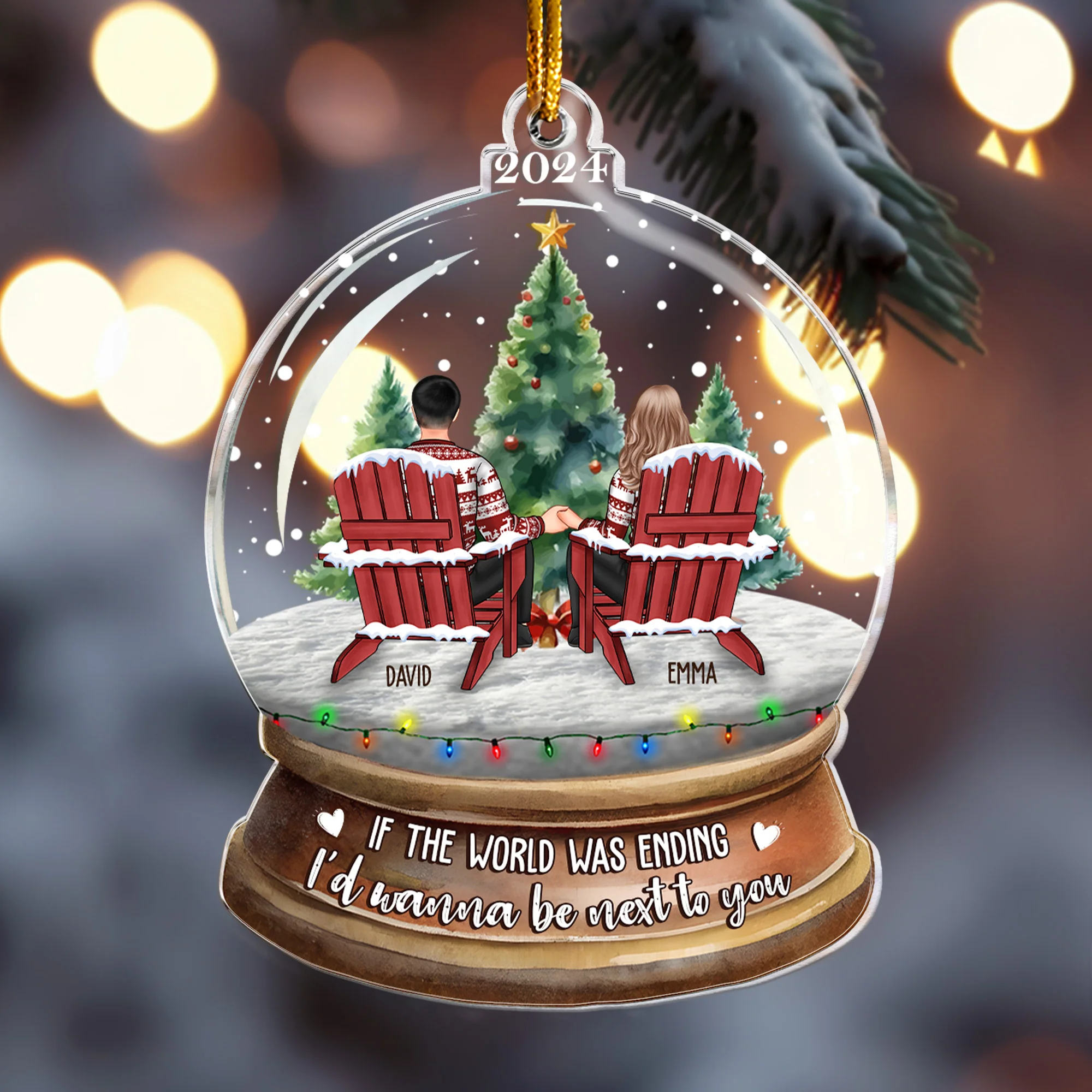 If The World Was Ending I'd Wanna Be Next To You - Personalized Acrylic Ornament - Image 4