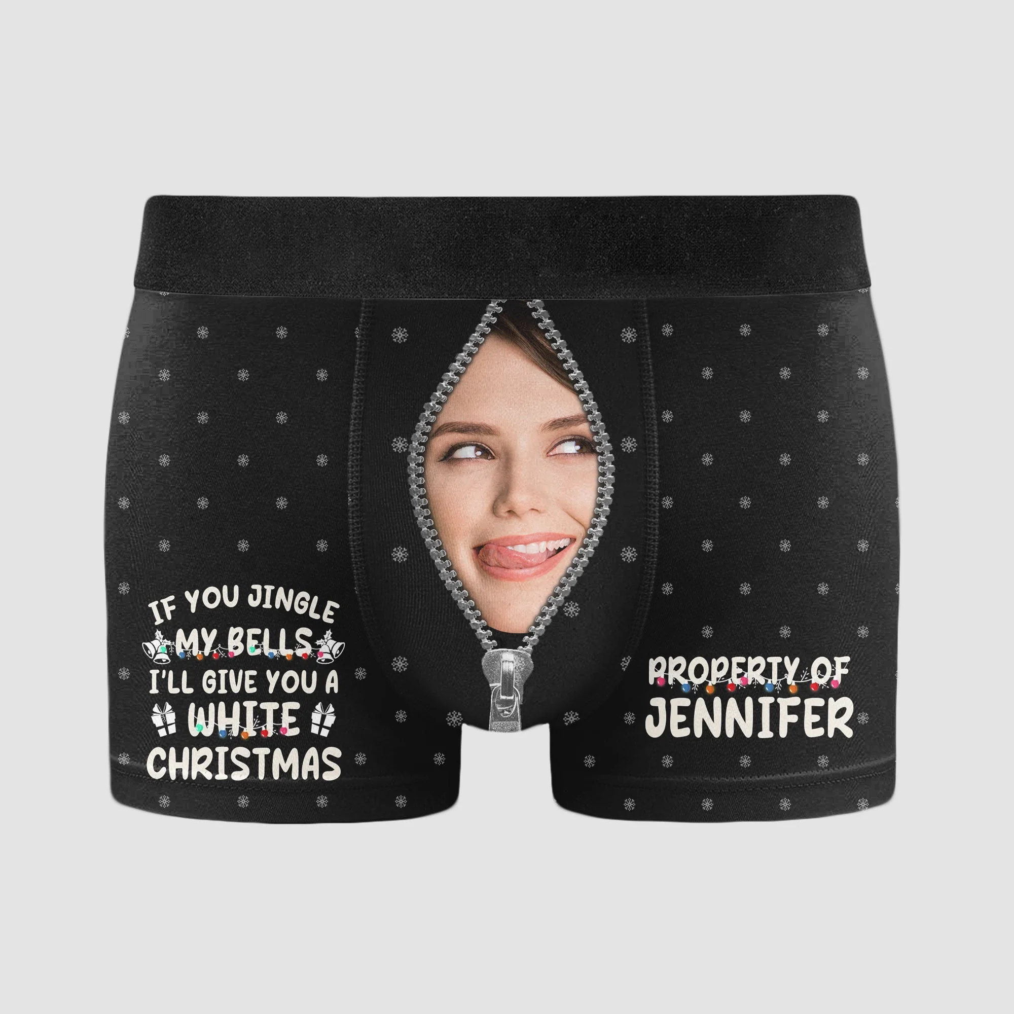 If You Jingle My Bells I Promise You A White Christmas Custom Face - Personalized Photo Men's Boxer Briefs - Image 4