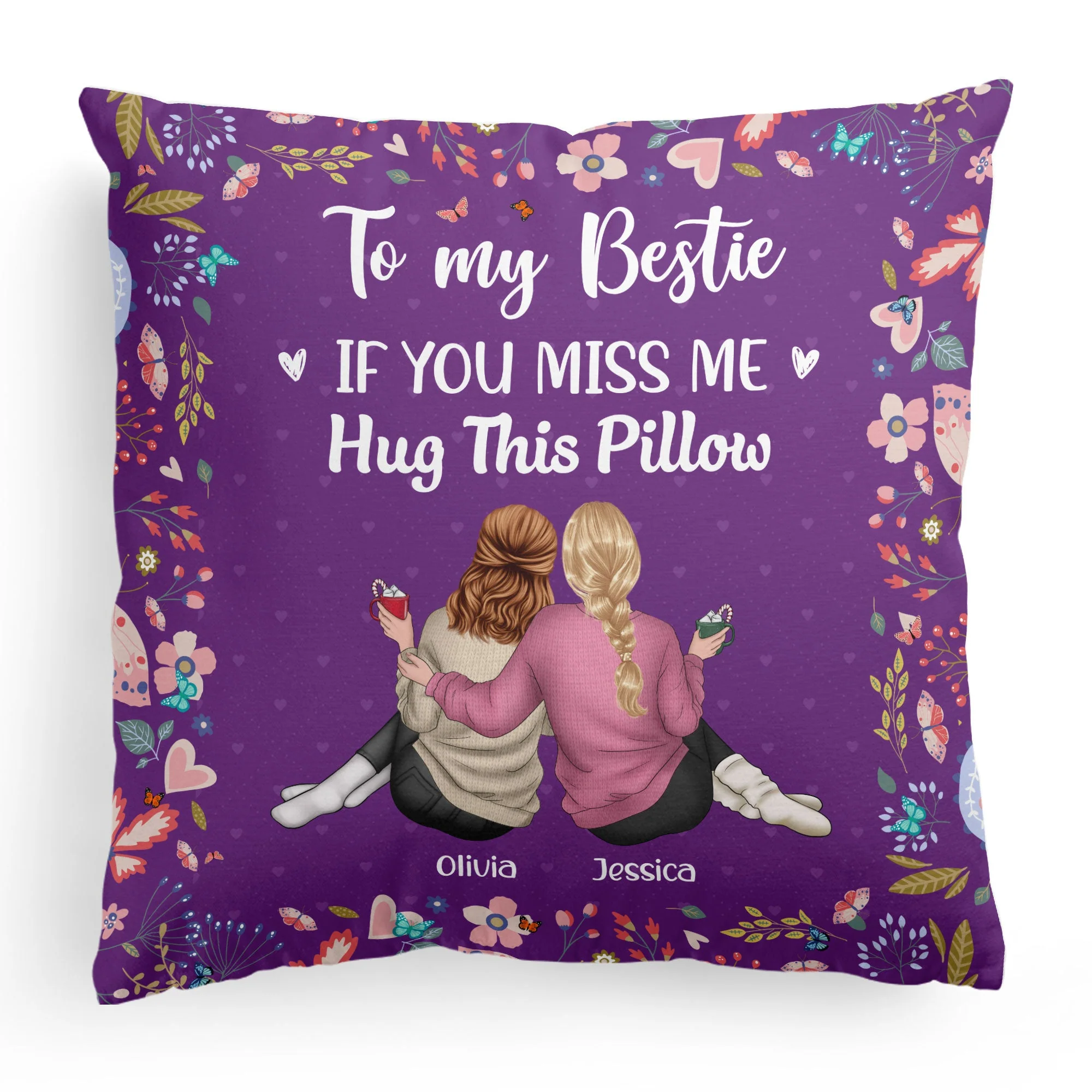 If You Miss Me Hug This Pillow Friendship - Personalized Pillow (Insert Included) - Image 5