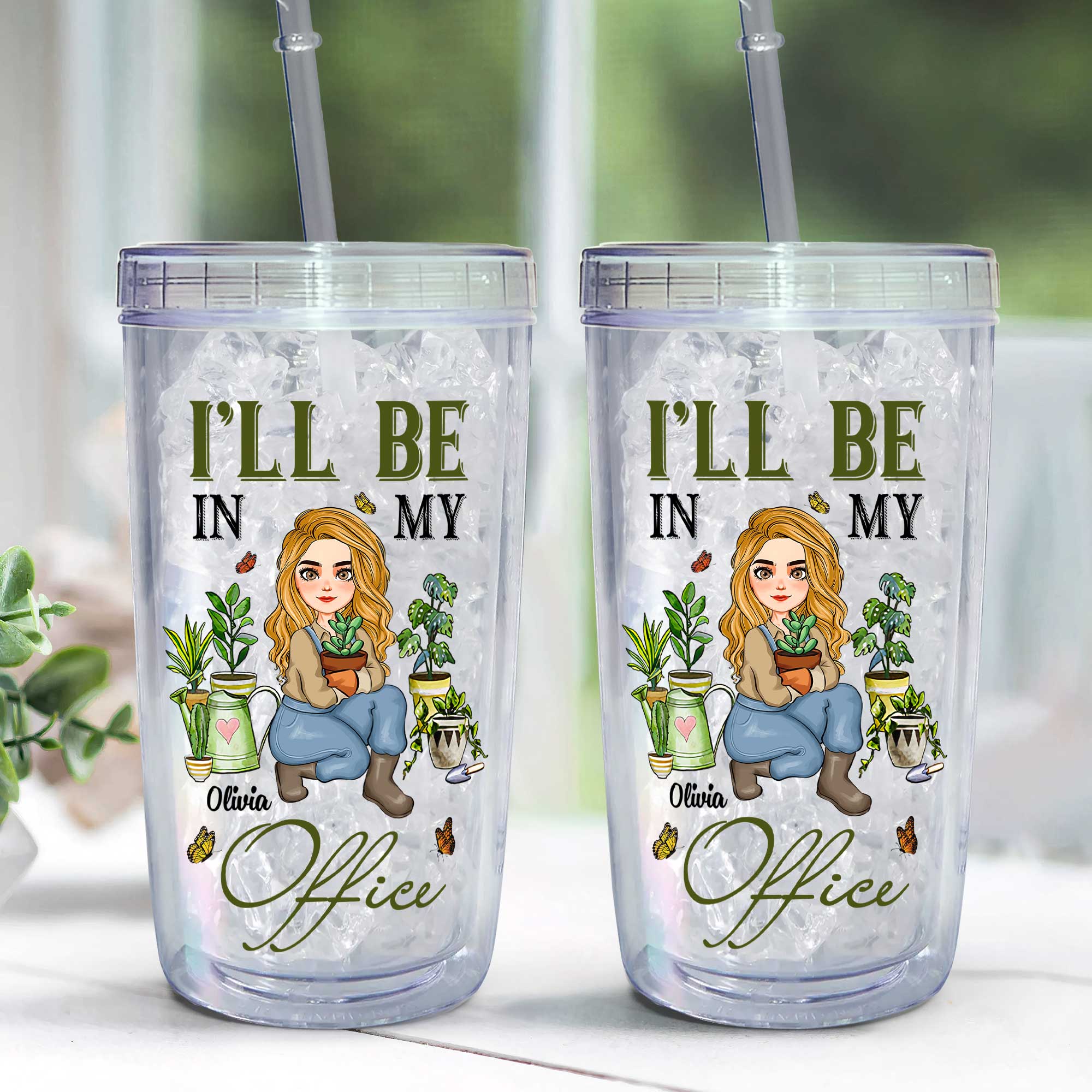 I'll Be In My Office - Personalized Acrylic Tumbler With Straw - Image 3