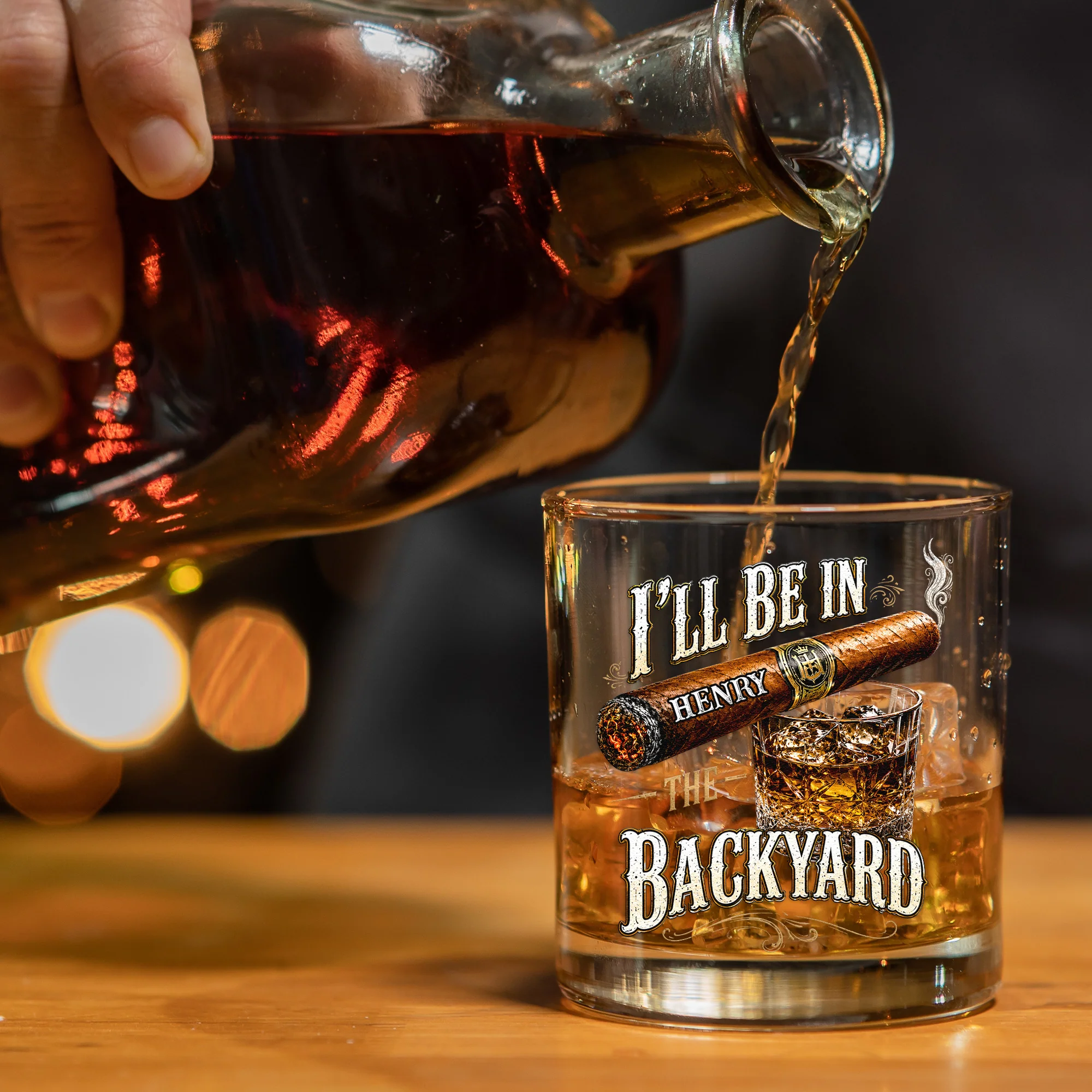 I’ll Be In The Backyard - Funny Gifts For Him, Husband, Grandpa, Dad - Personalized Whiskey Glass - Image 6
