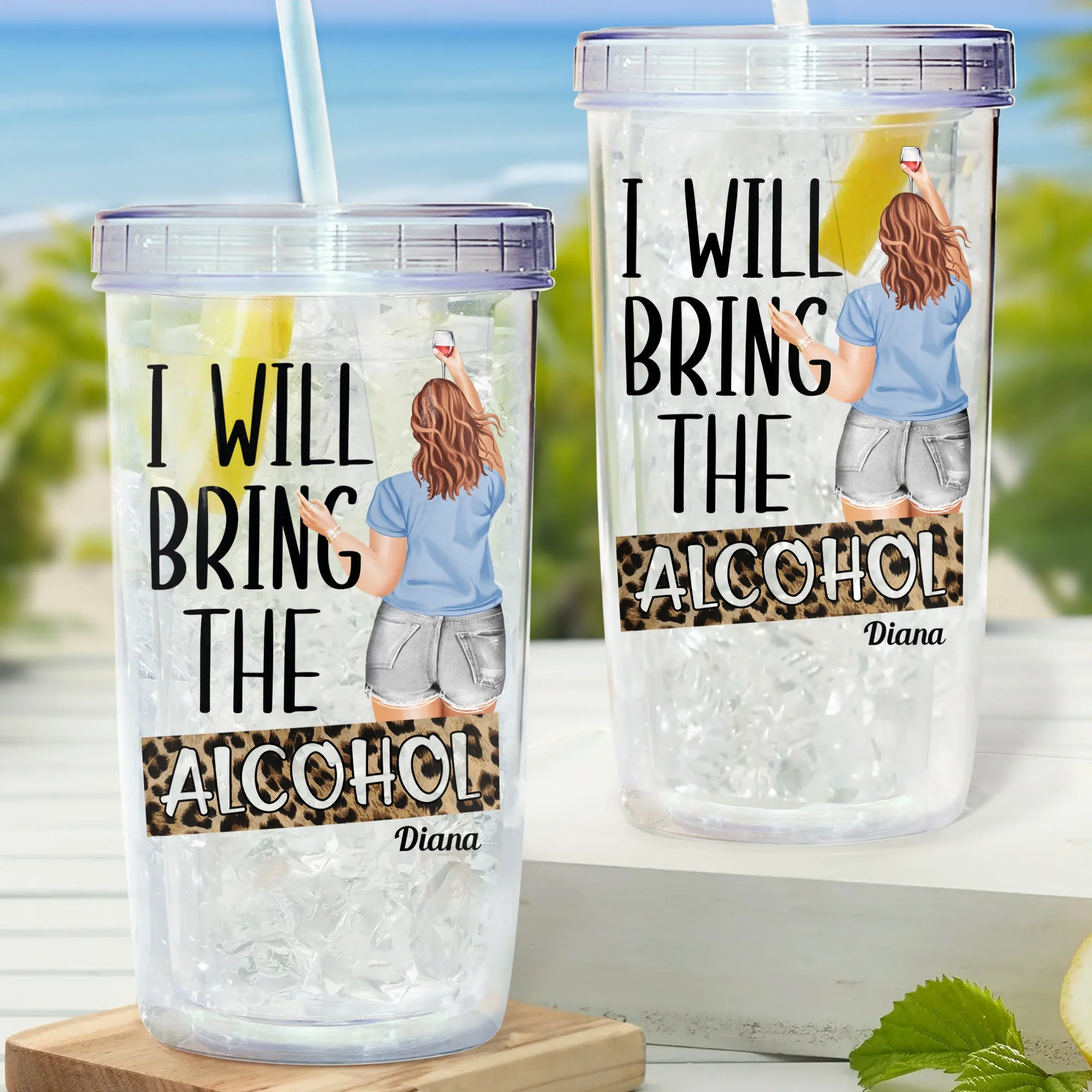 I'll Bring The Alcohol - Personalized Acrylic Tumbler With Straw - Image 2