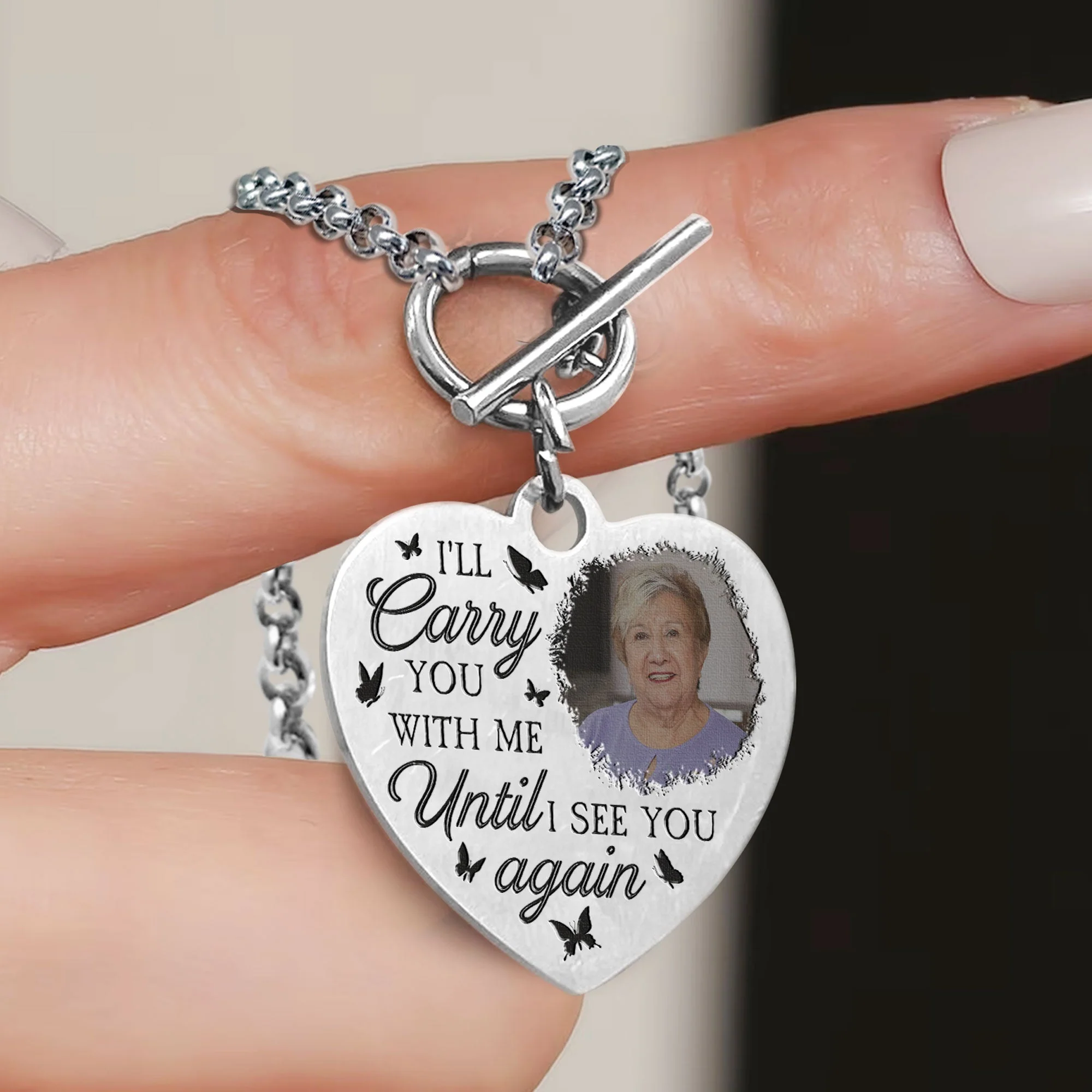 I'll Carry You With Me - Personalized Photo Heart Bracelet - Image 2
