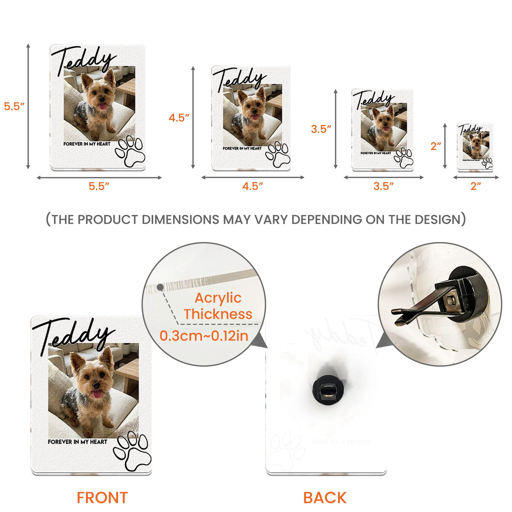 I'll Carry You With Me Until I See You Again Pet Loss - Personalized Acrylic Car Vent Clip - Image 6