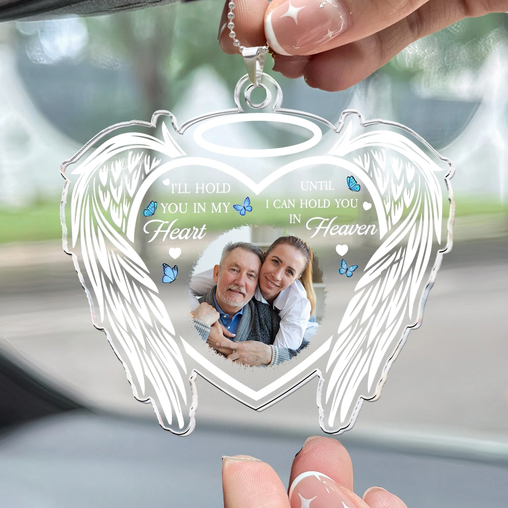 I'll Hold You In My Heart Forever - Personalized Photo Rear View Mirror Accessory - Image 2