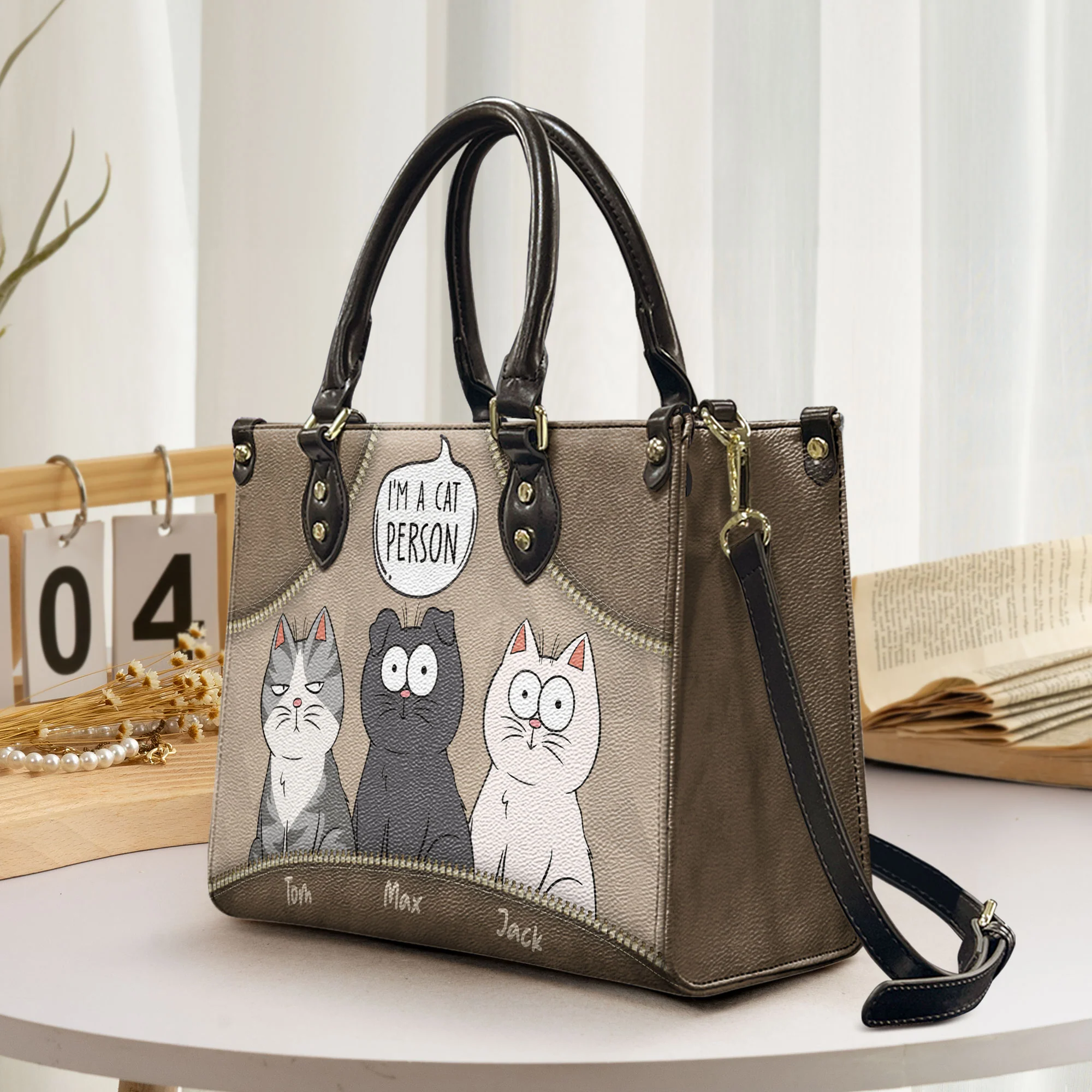 I'm A Cat Person - Personalized Leather Bag - Image 2