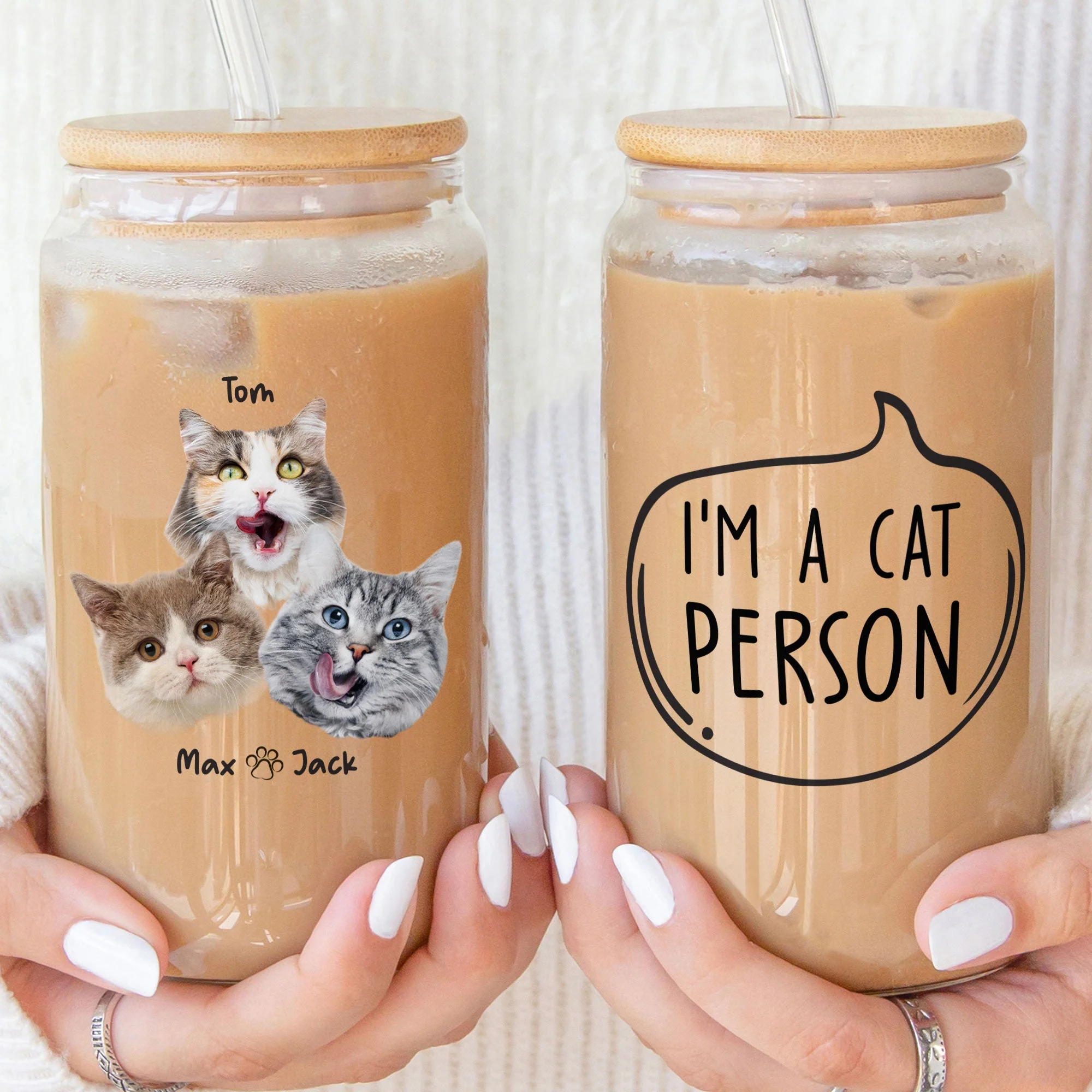 I'm A Cat Person  - Personalized Photo Clear Glass Cup - Image 4