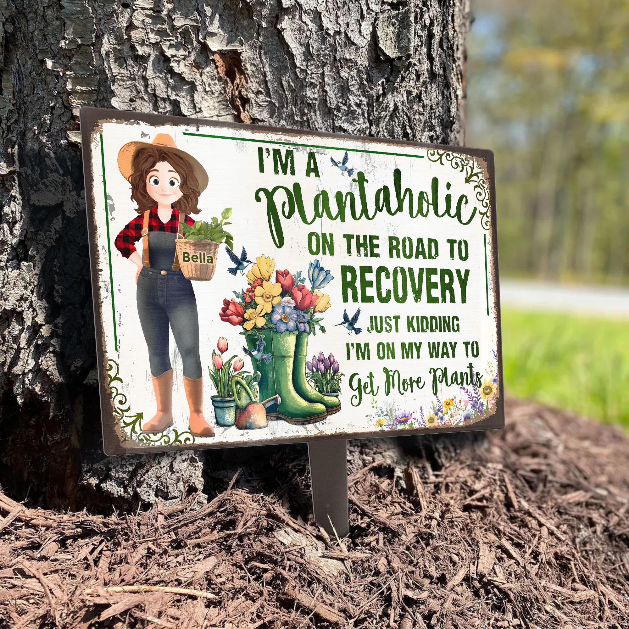 I'm A Plantaholic Just Kidding Get More Plants - Personalized Metal Garden Stake - Image 4