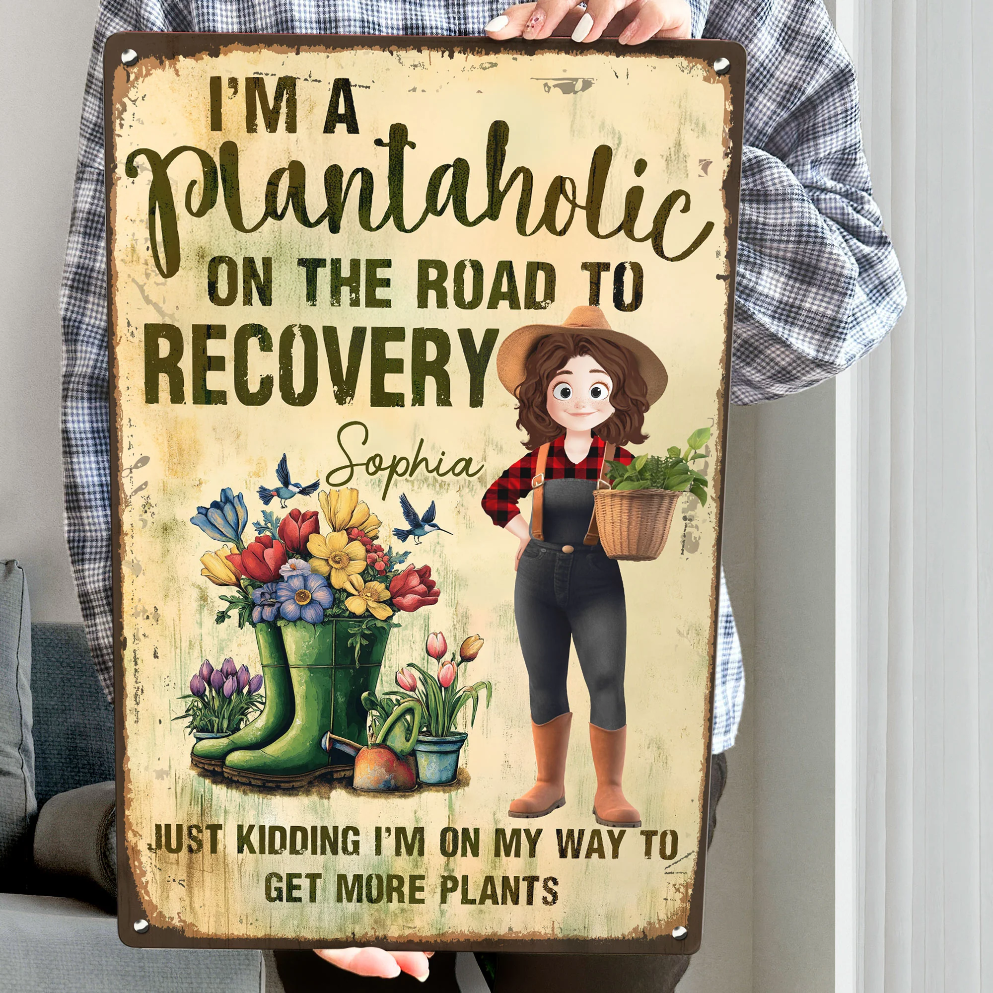 I'm A Plantaholic On The Road To Recovery - Personalized Metal Sign - Image 2